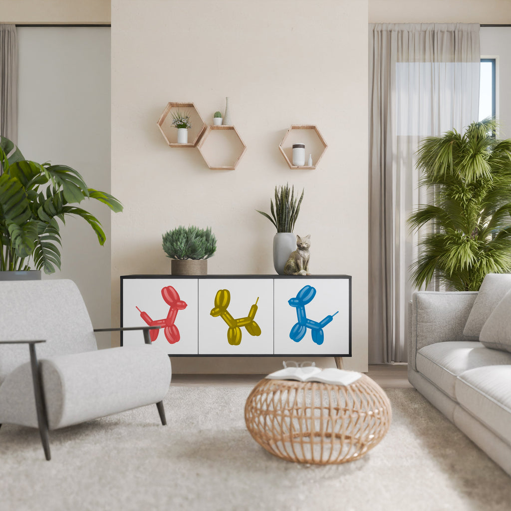 CHILDHOOD MEMORY Aparador de 3 Portas em Acabamento Preto