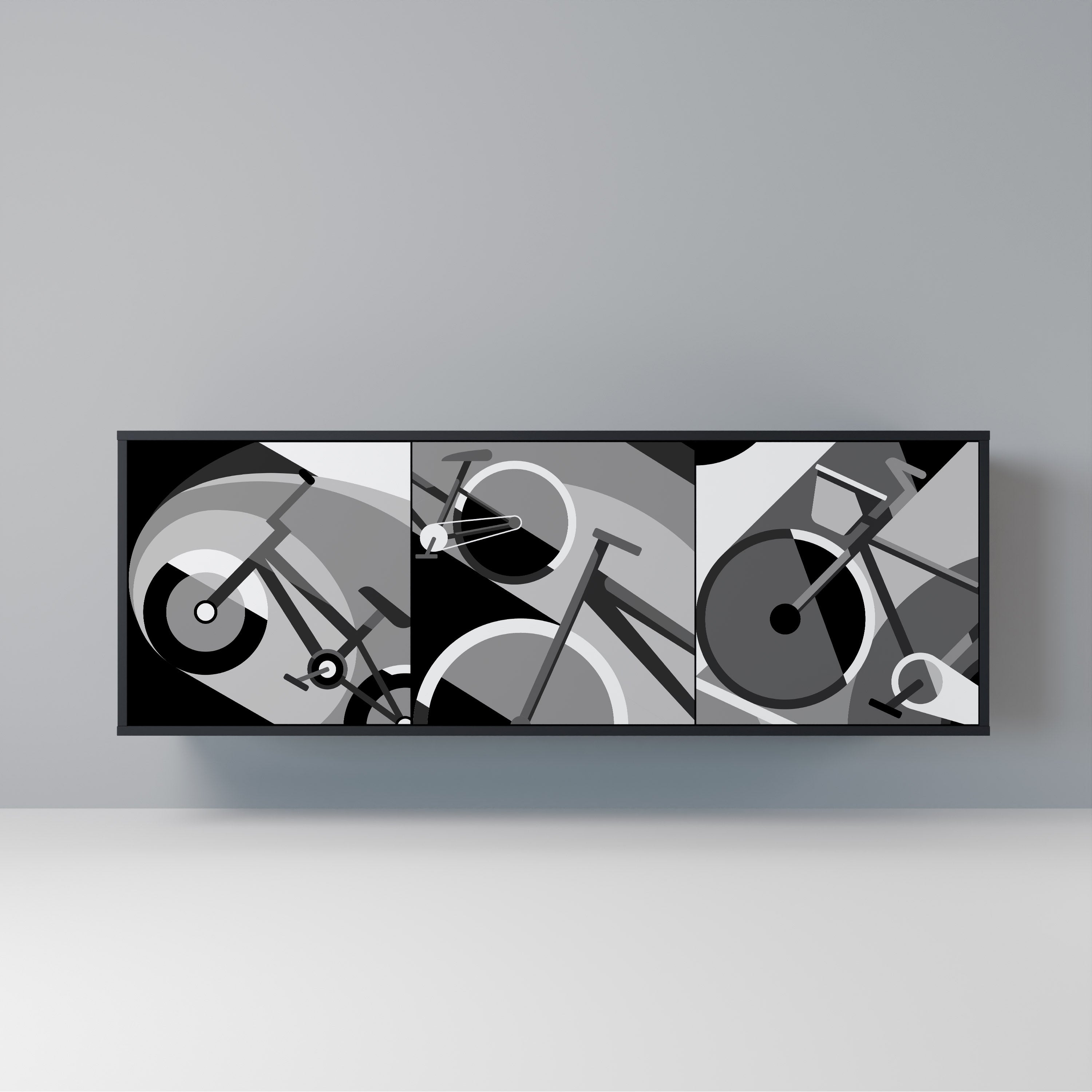 BIKE ENERGY Aparador de 3 Portas em Acabamento Preto