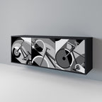 BIKE ENERGY Aparador de 3 Portas em Acabamento Preto