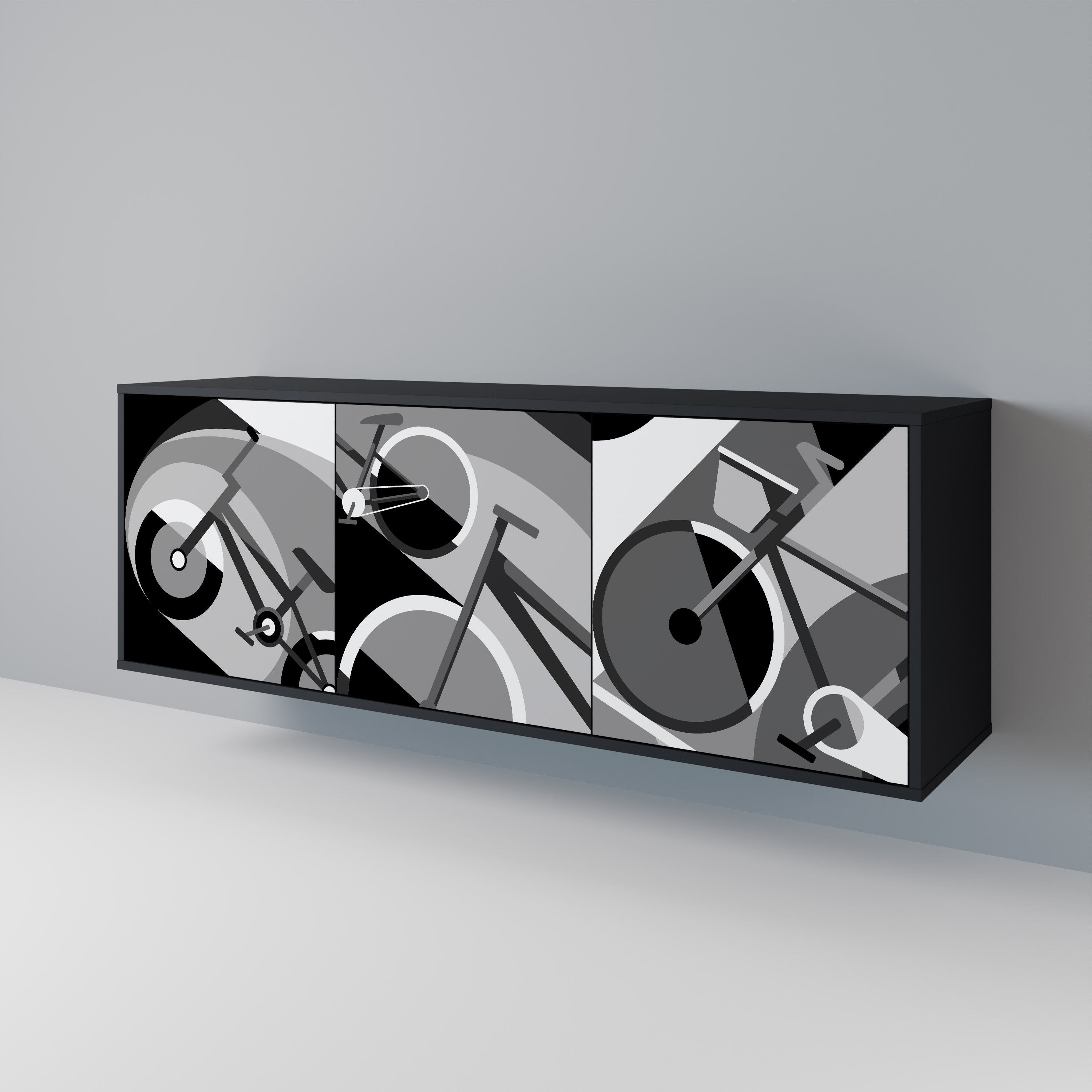 BIKE ENERGY Aparador de 3 Portas em Acabamento Preto