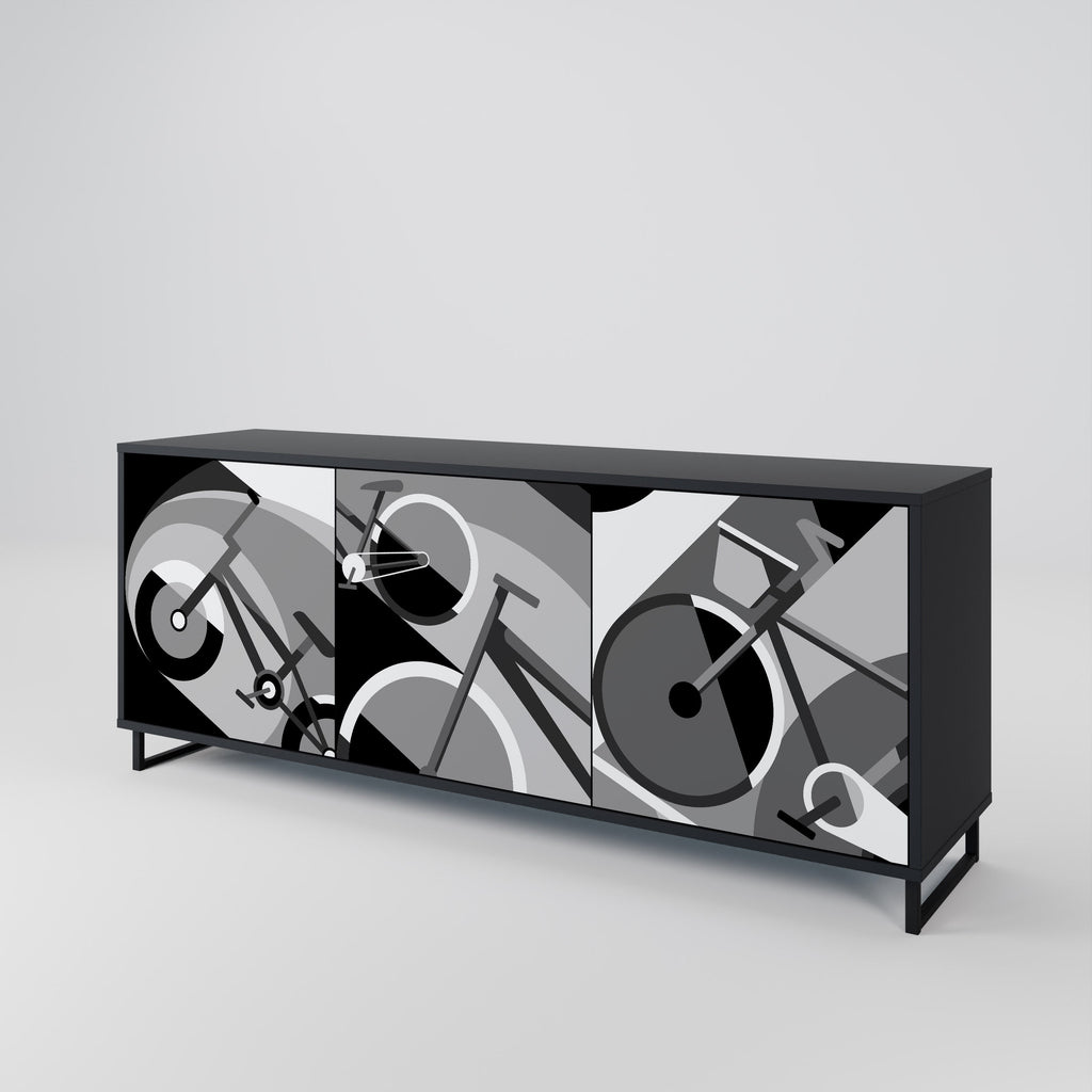BIKE ENERGY Aparador de 3 Portas em Acabamento Preto