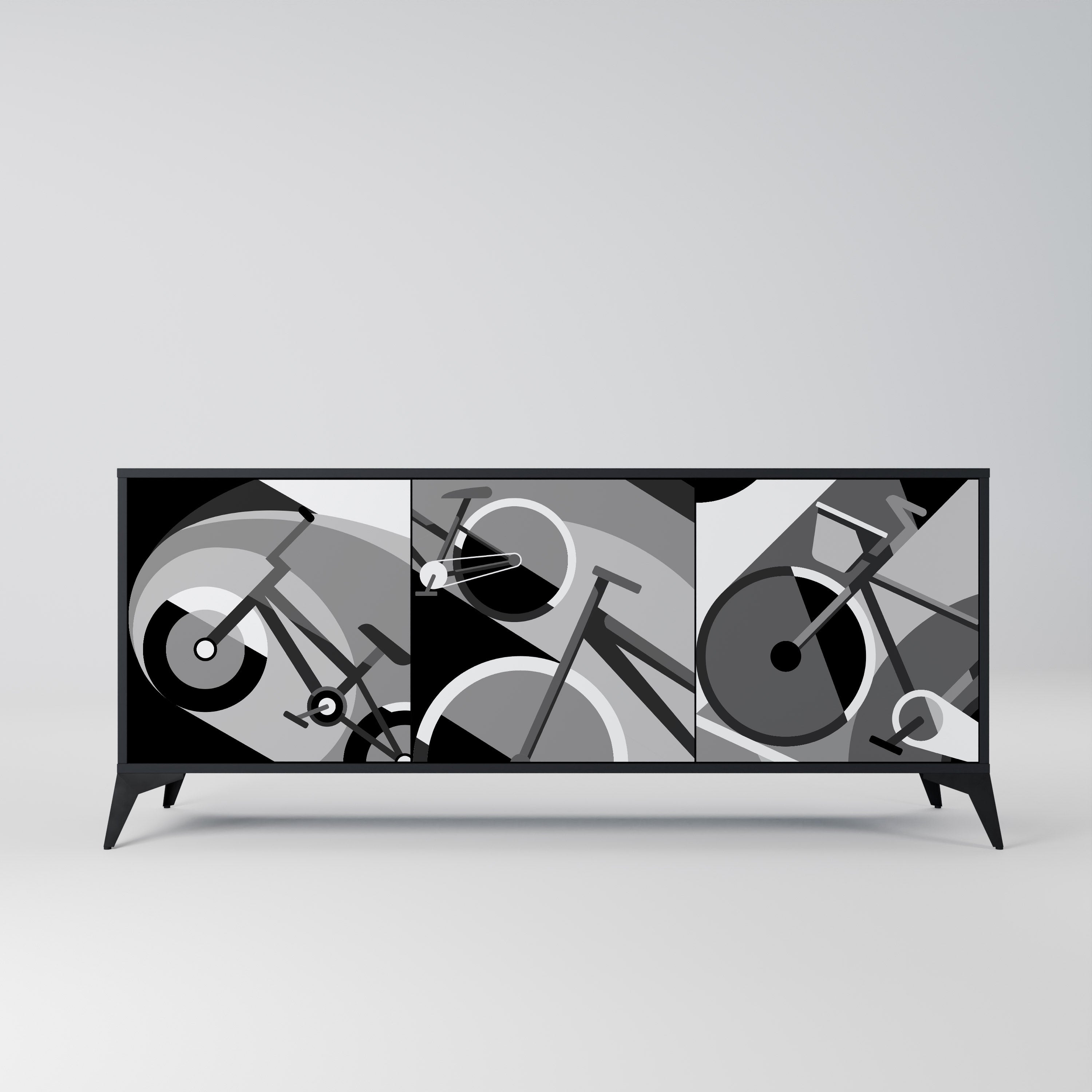 BIKE ENERGY Aparador de 3 Portas em Acabamento Preto