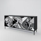 BIKE ENERGY Aparador de 3 Portas em Acabamento Preto