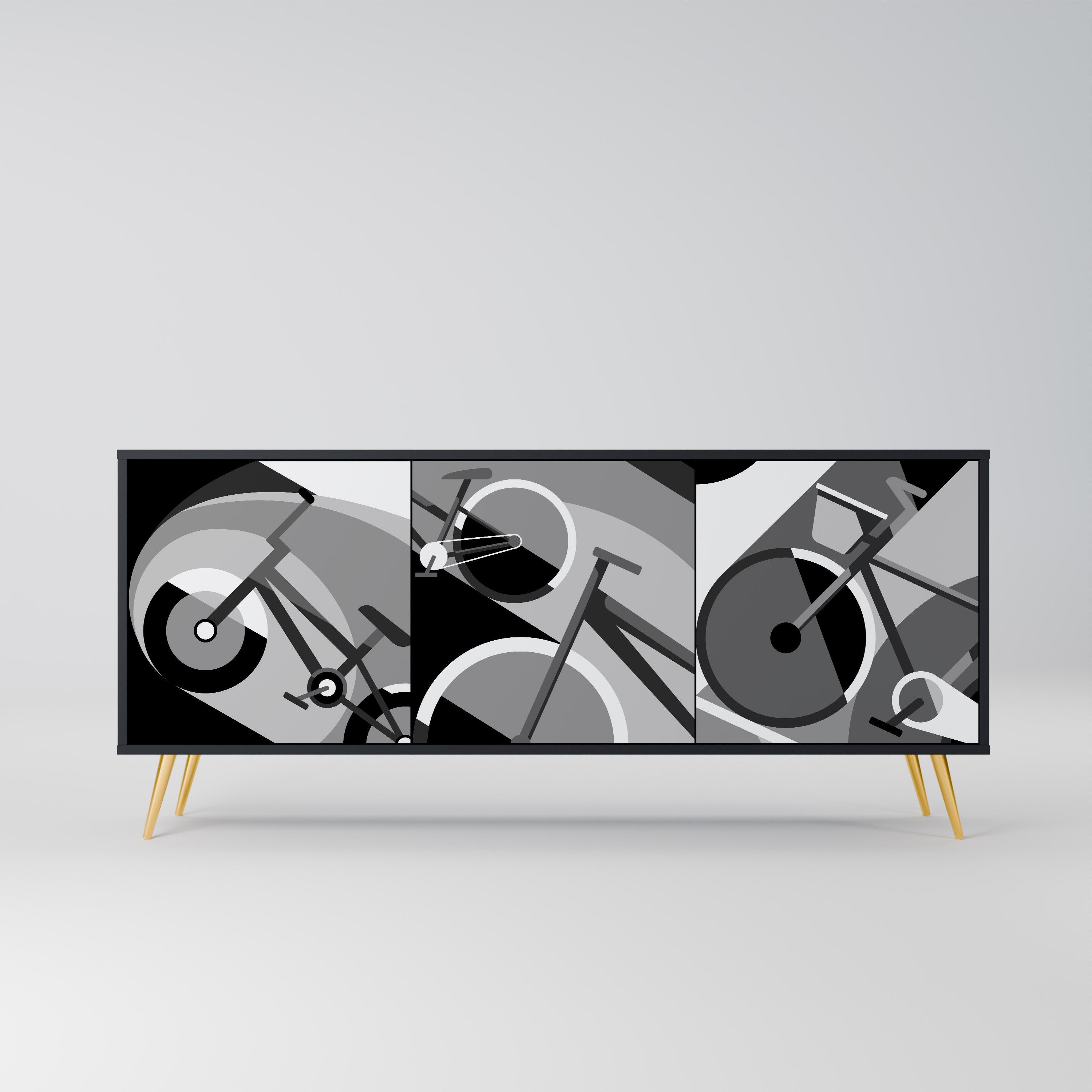 BIKE ENERGY Aparador de 3 Portas em Acabamento Preto