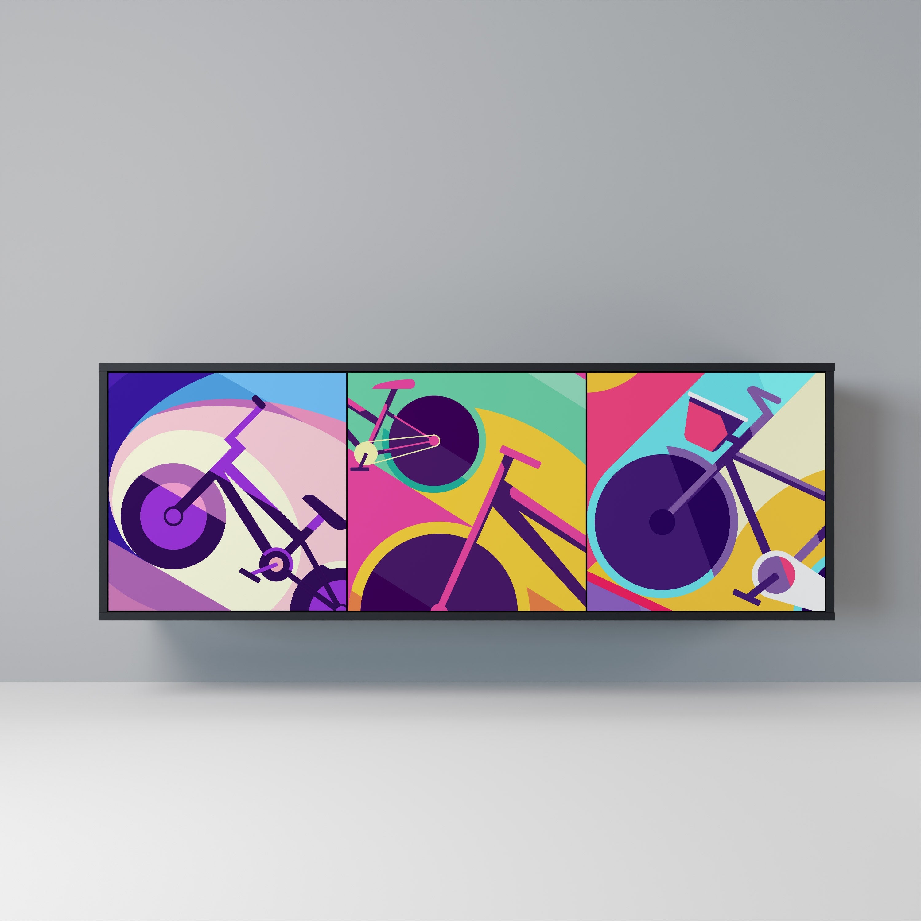 BIKE DREAMS Aparador de 3 Portas em Acabamento Preto