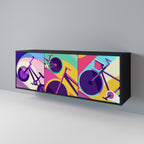 BIKE DREAMS Aparador de 3 Portas em Acabamento Preto