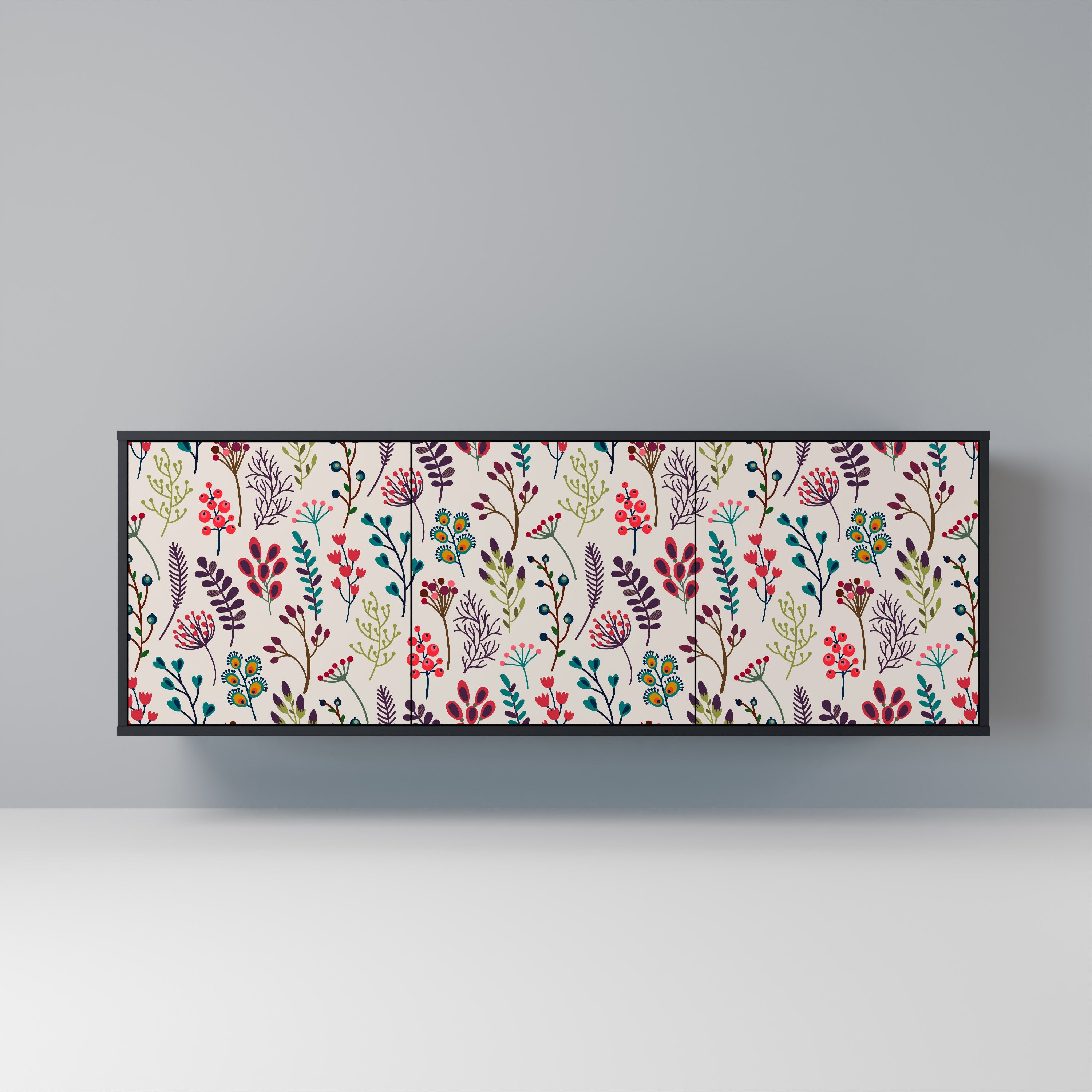 AUTUMN SUNDRIES Aparador de 3 Portas em Acabamento Preto