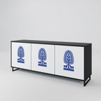 POLISH FOLK ART Aparador de 3 Portas em Acabamento Preto