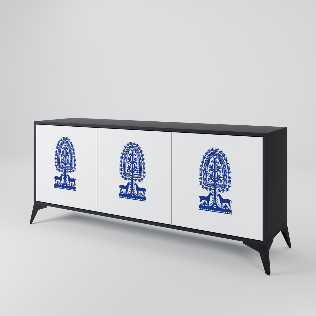 POLISH FOLK ART Aparador de 3 Portas