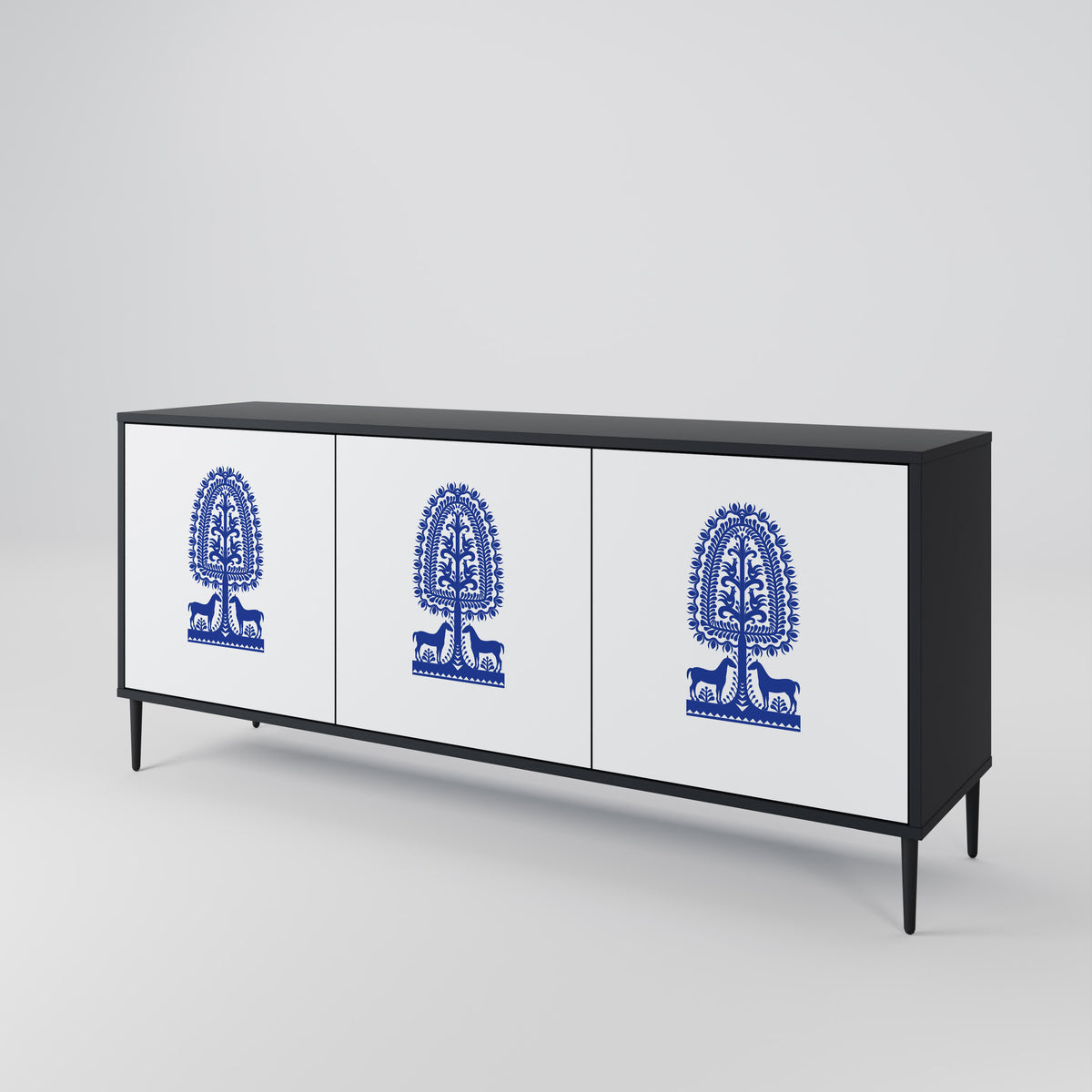 POLISH FOLK ART Aparador de 3 Portas