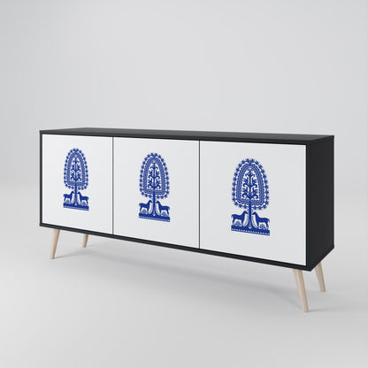 POLISH FOLK ART Aparador de 3 Portas