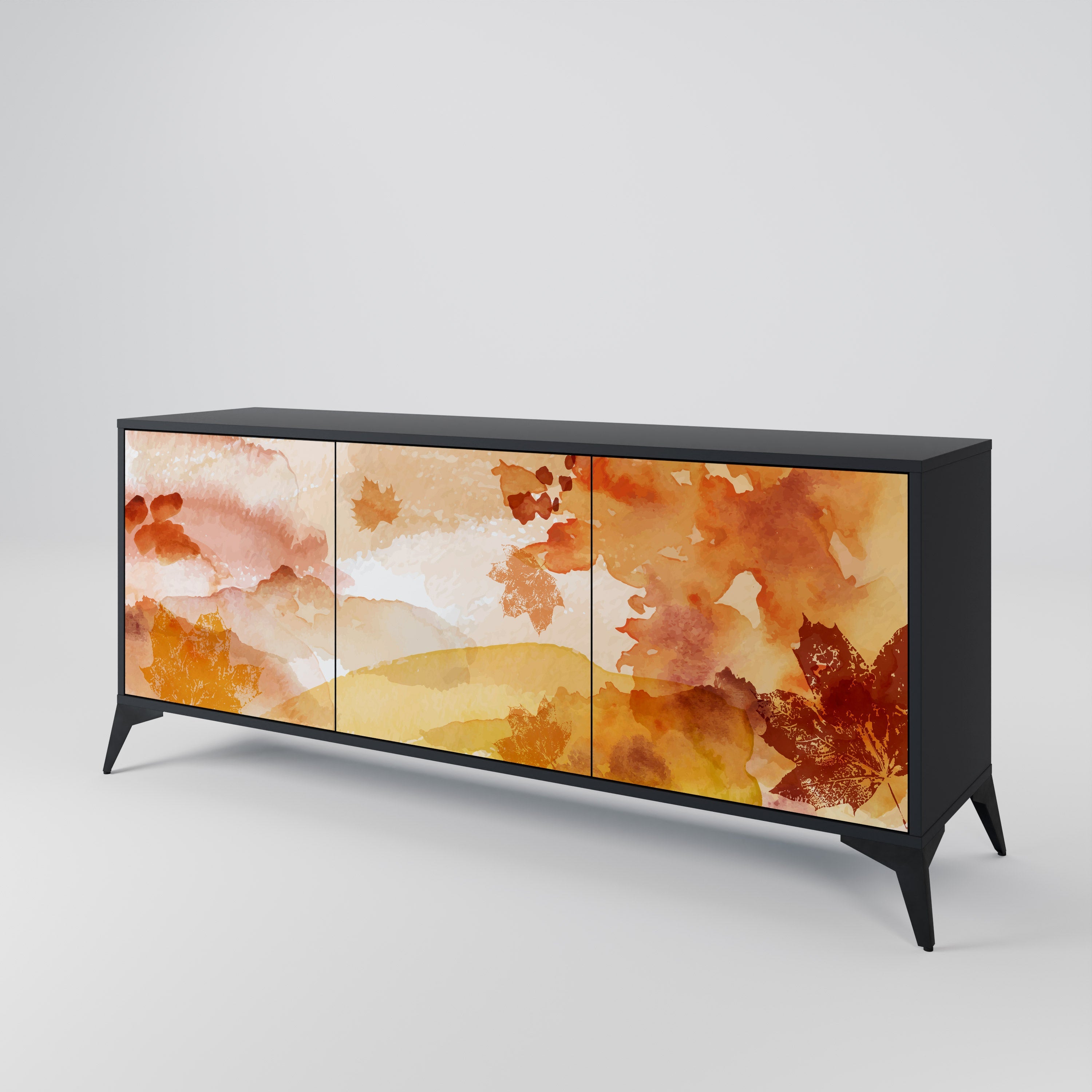 TRACES OF AUTUMN Aparador de 3 Portas em Acabamento Preto