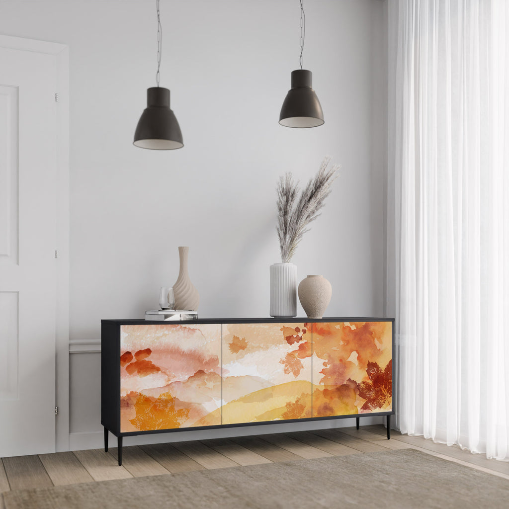 TRACES OF AUTUMN Aparador de 3 Portas em Acabamento Preto