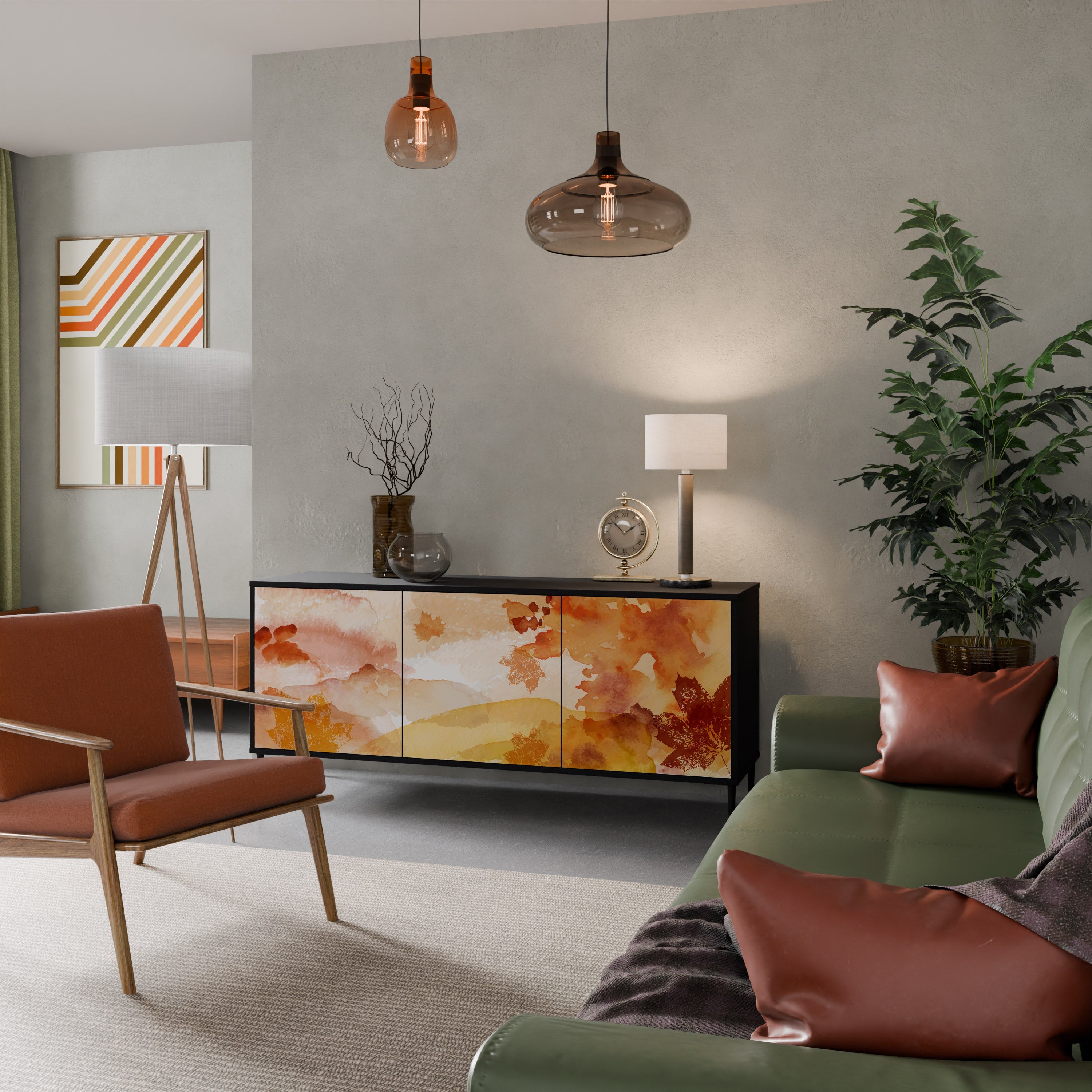 TRACES OF AUTUMN Aparador de 3 Portas em Acabamento Preto