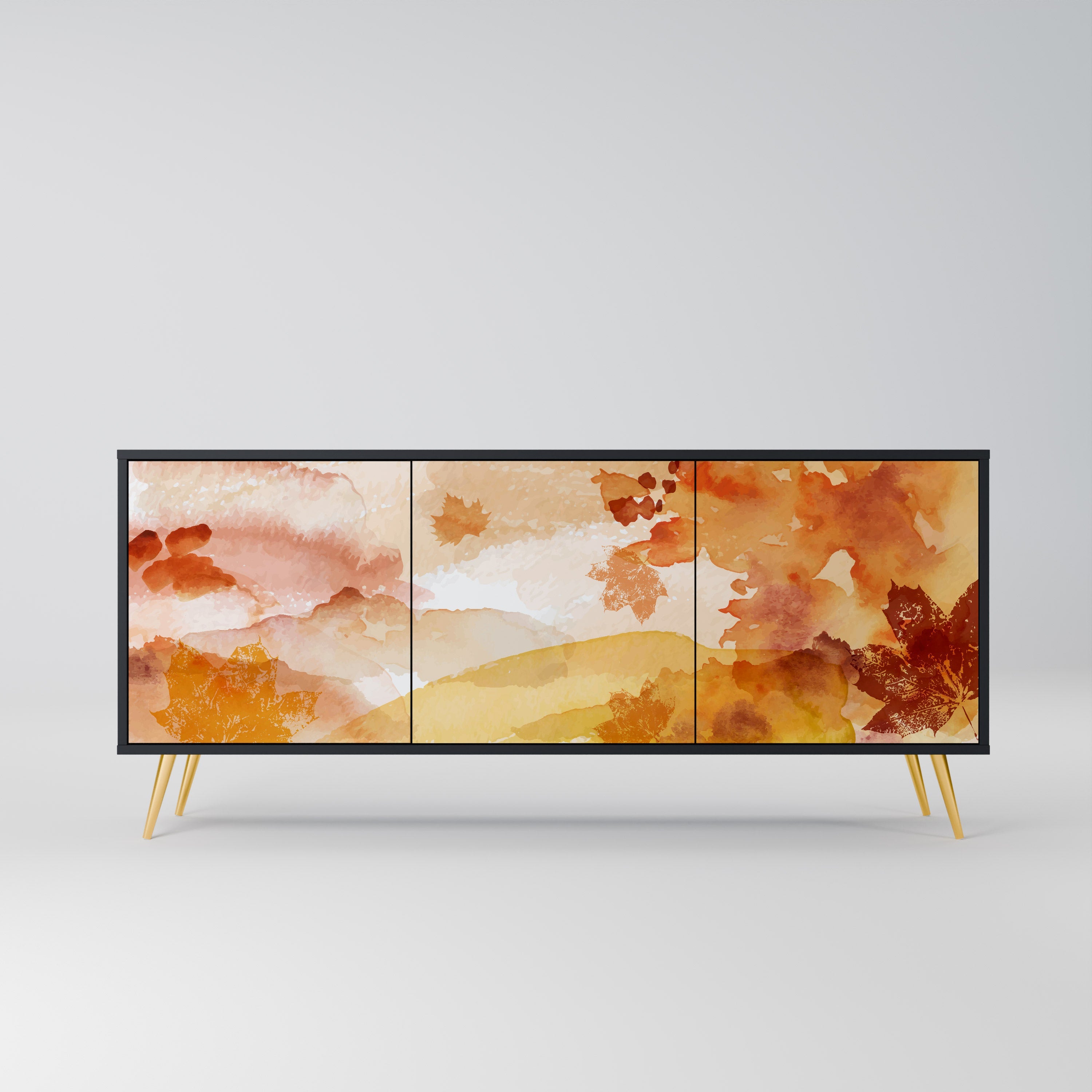 TRACES OF AUTUMN Aparador de 3 Portas em Acabamento Preto