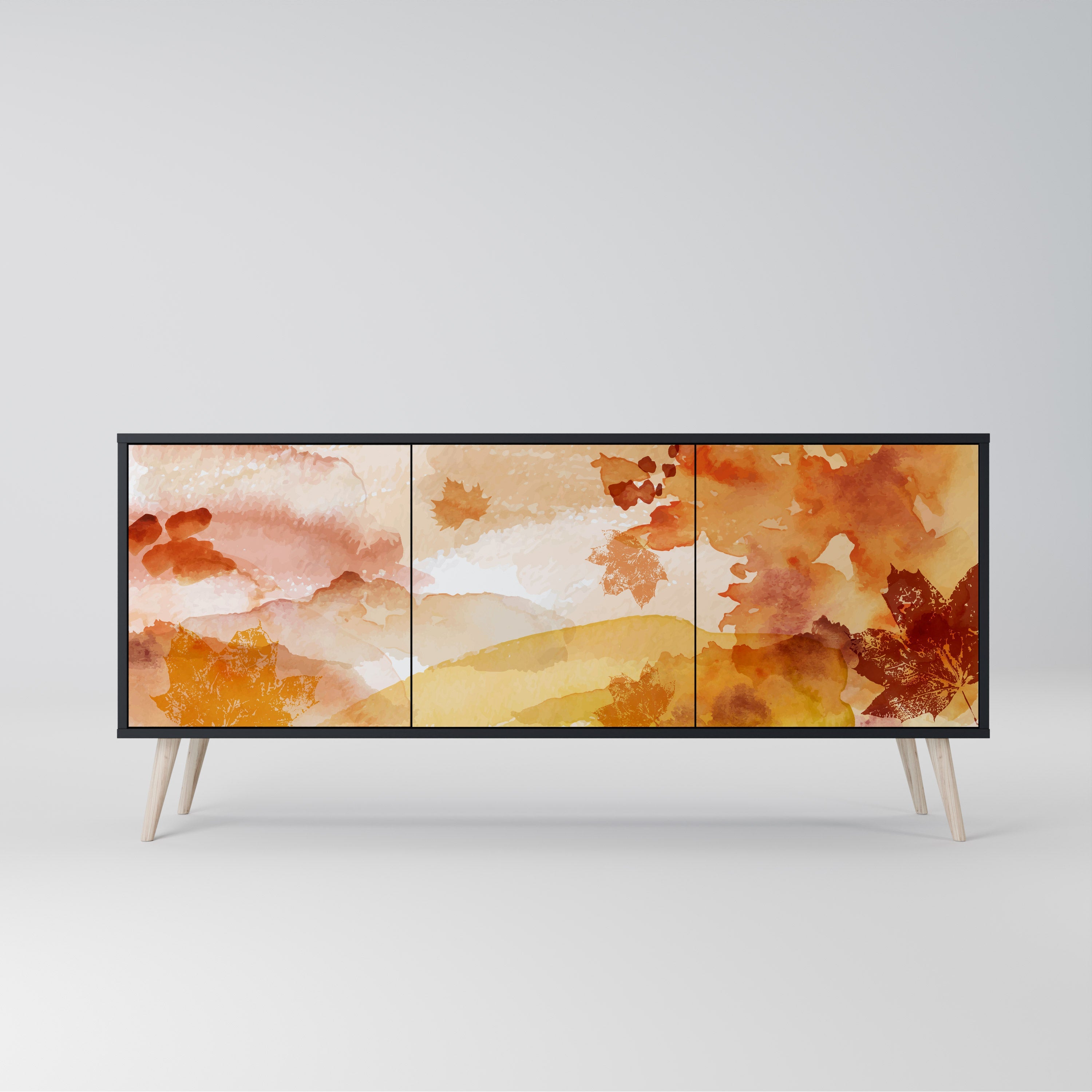 TRACES OF AUTUMN Aparador de 3 Portas em Acabamento Preto