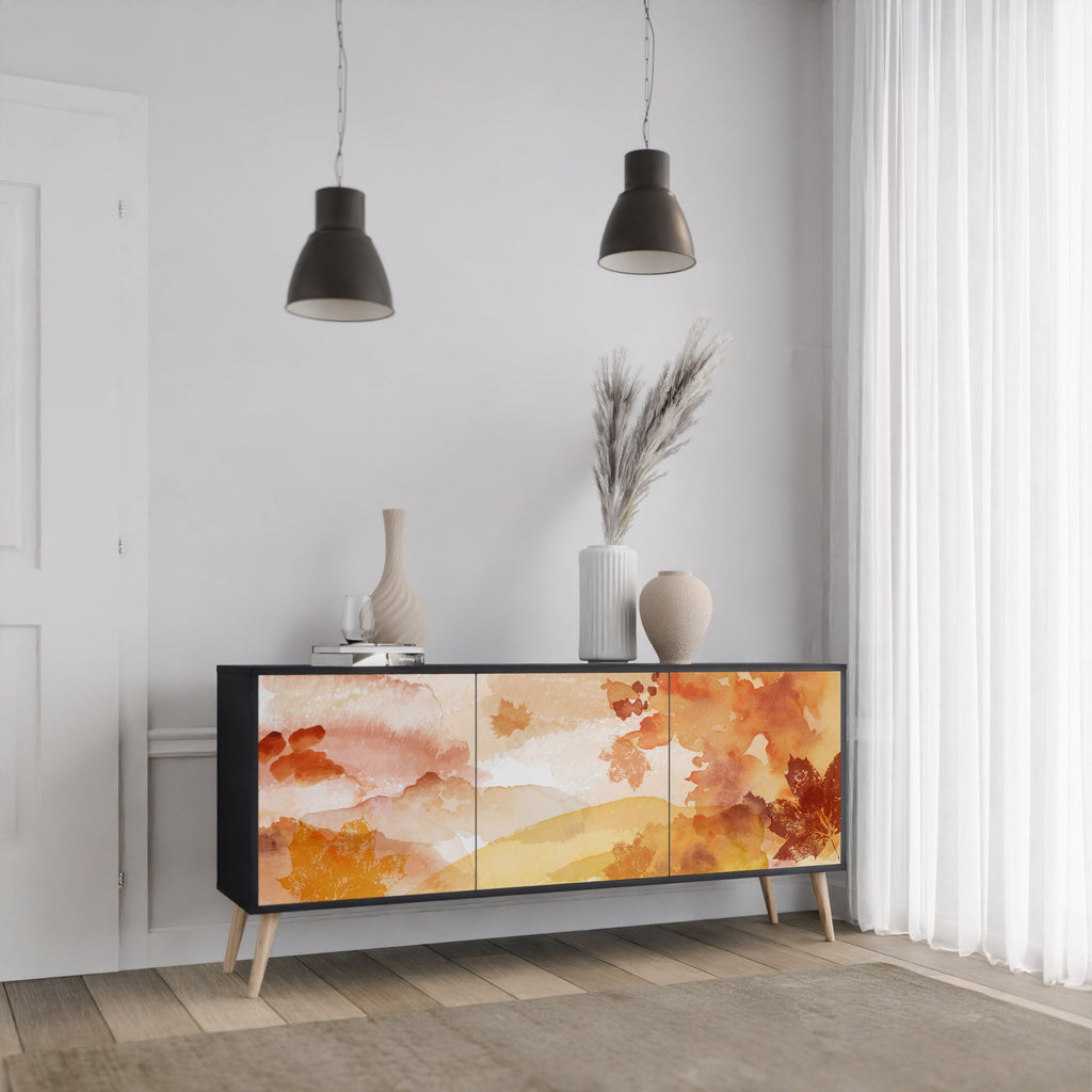 TRACES OF AUTUMN Aparador de 3 Portas em Acabamento Preto