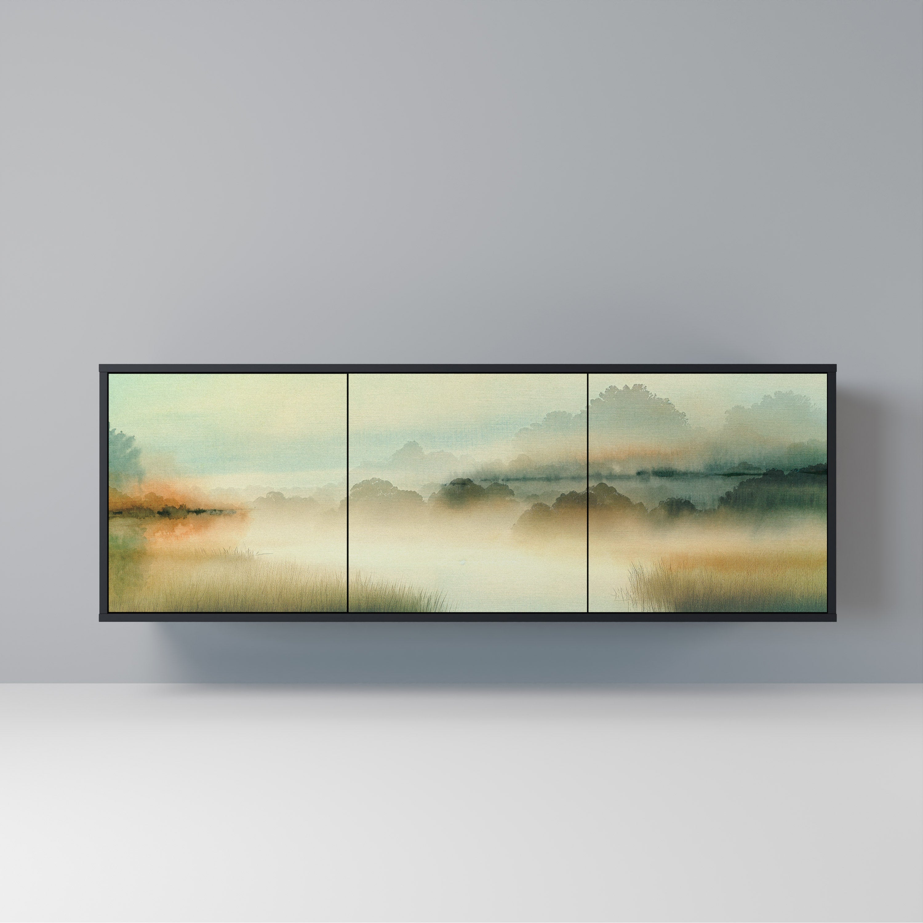 MORNING BY THE LAKE Aparador de 3 Portas em Acabamento Preto