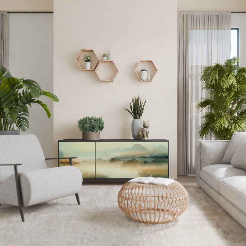 MORNING BY THE LAKE Aparador de 3 Portas em Acabamento Preto