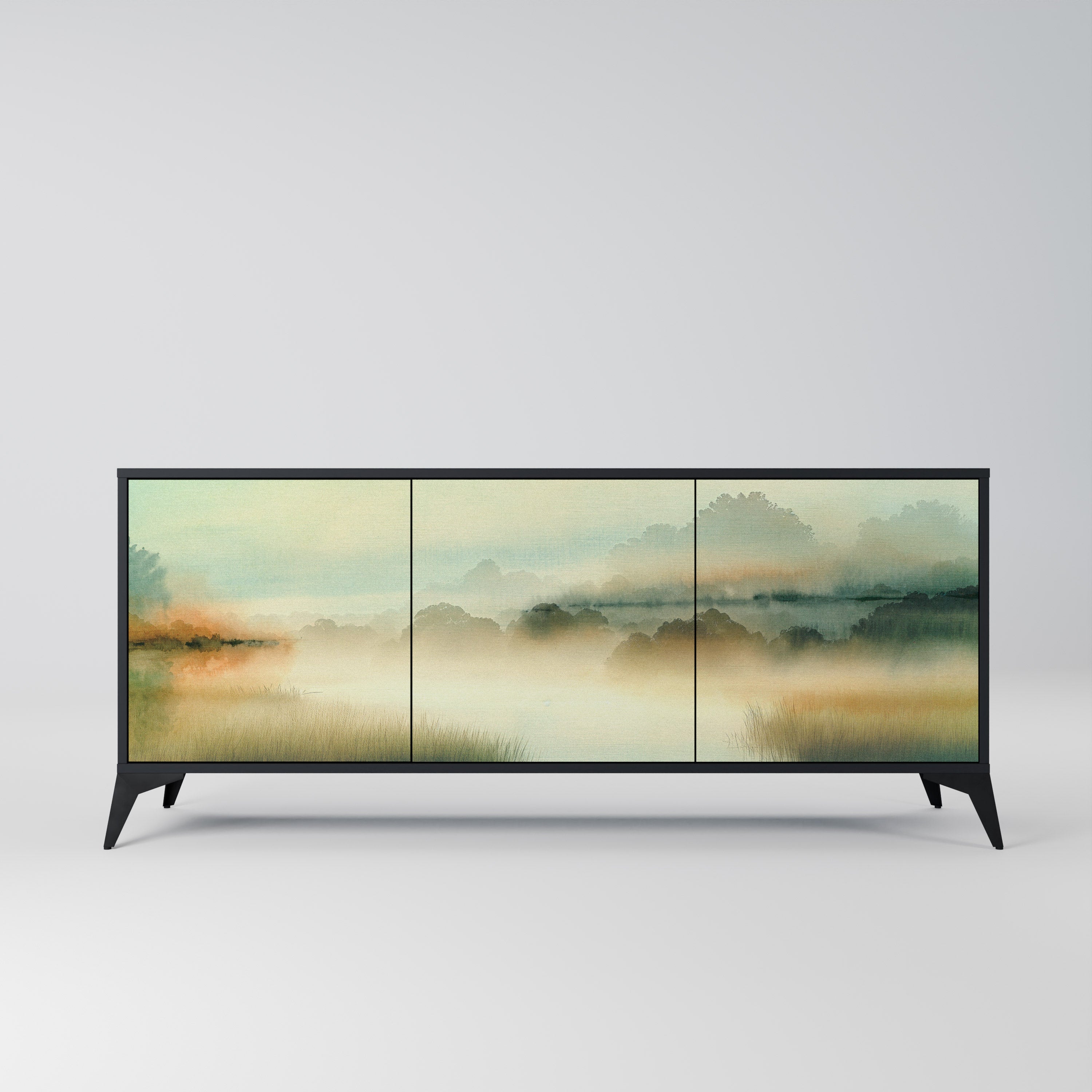 MORNING BY THE LAKE Aparador de 3 Portas em Acabamento Preto