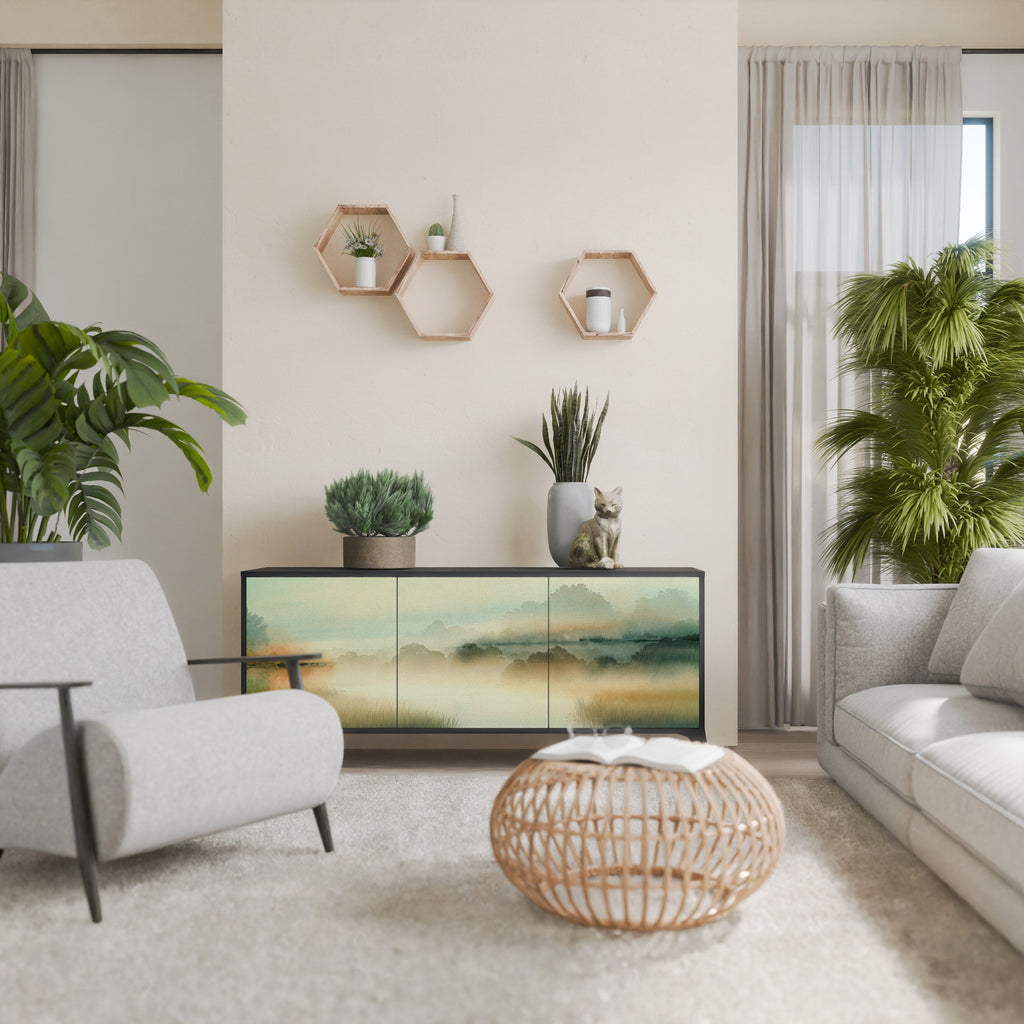 MORNING BY THE LAKE Aparador de 3 Portas em Acabamento Preto