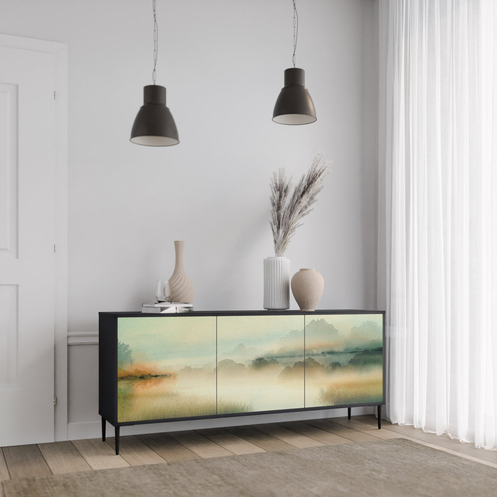 MORNING BY THE LAKE Aparador de 3 Portas em Acabamento Preto