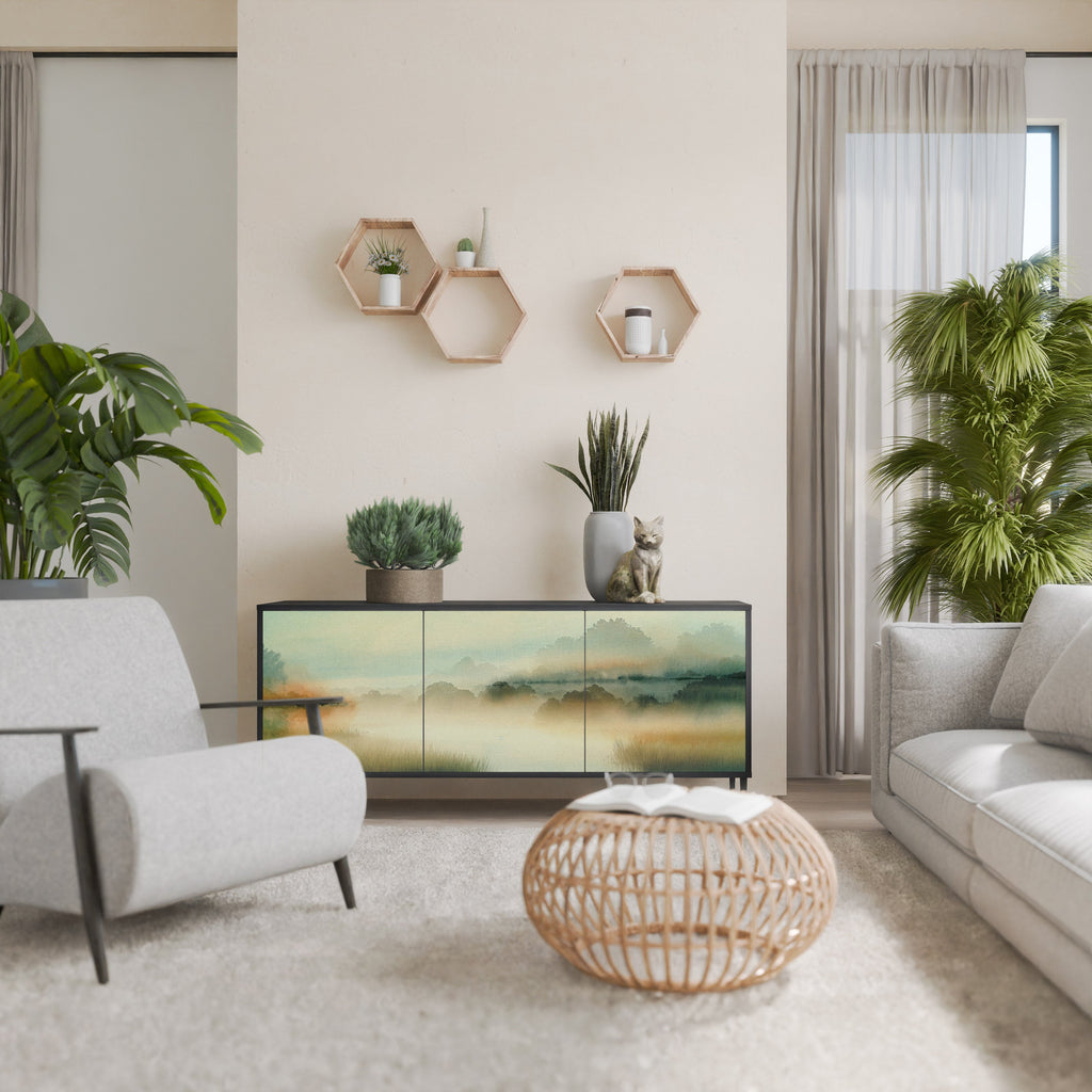 MORNING BY THE LAKE Aparador de 3 Portas em Acabamento Preto