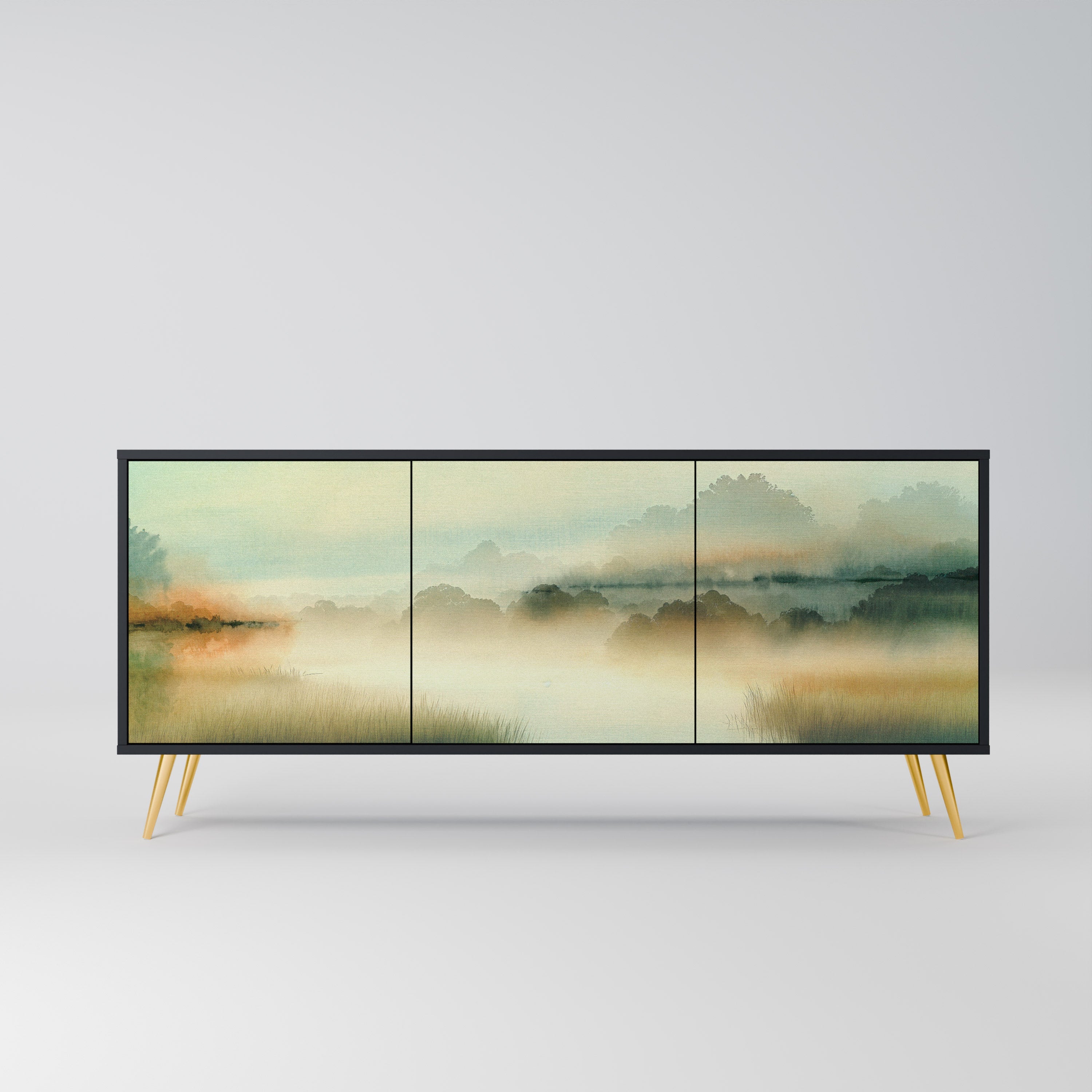 MORNING BY THE LAKE Aparador de 3 Portas em Acabamento Preto