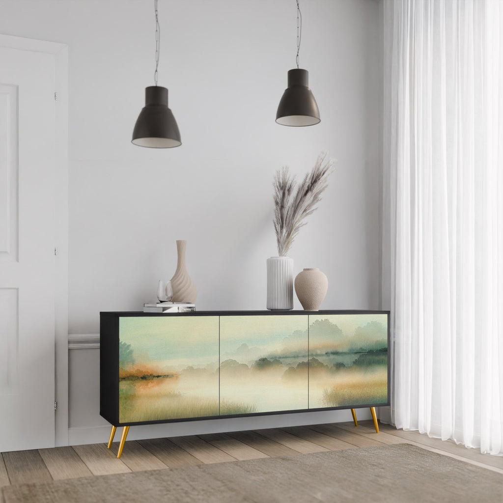 MORNING BY THE LAKE Aparador de 3 Portas em Acabamento Preto