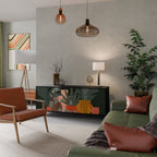 TROPICAL COMPOSITION Aparador de 3 Portas em Acabamento Preto