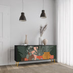 TROPICAL COMPOSITION Aparador de 3 Portas em Acabamento Preto