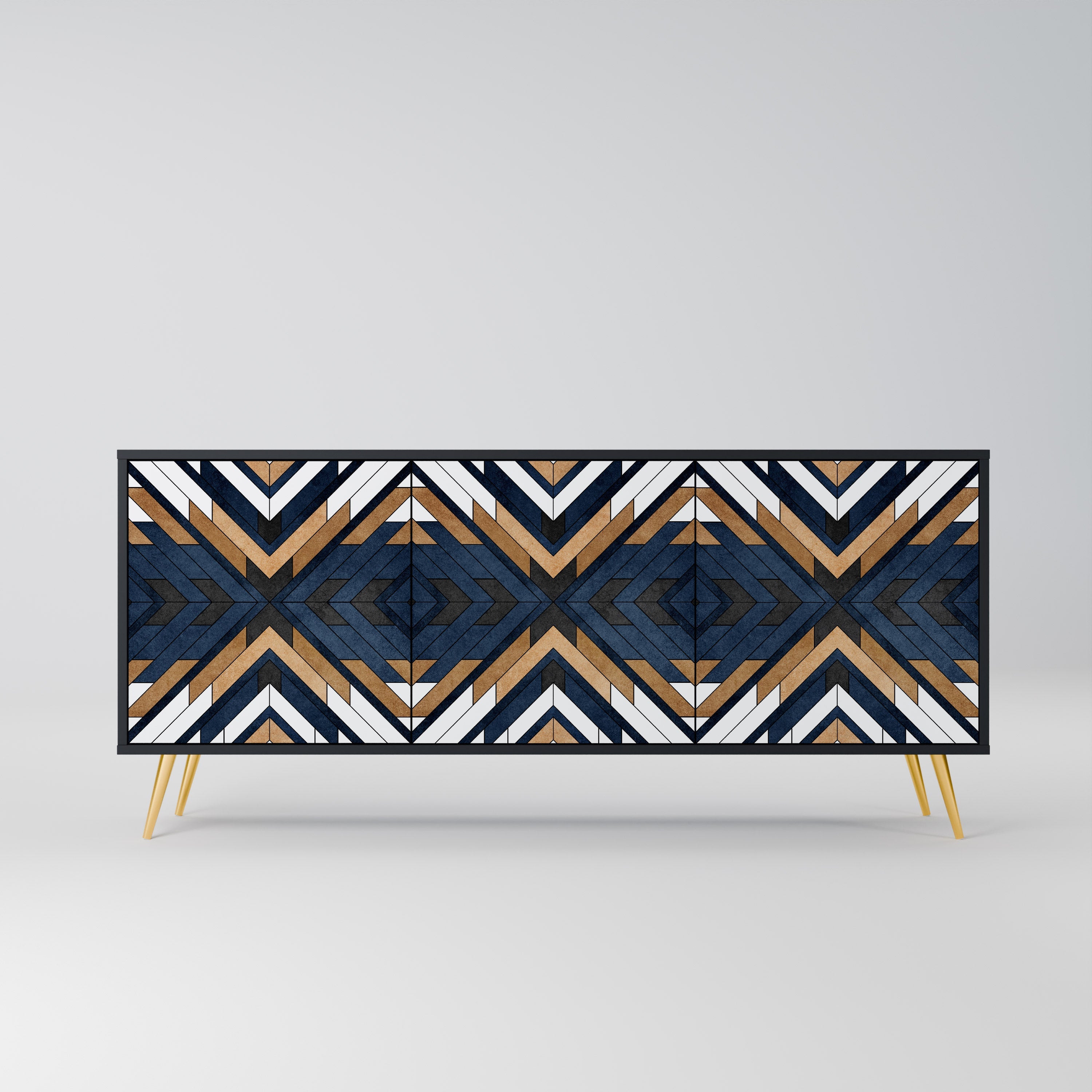 ARTFUL GEOMETRY Aparador de 3 Portas em Acabamento Preto