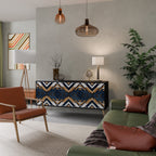 ARTFUL GEOMETRY Aparador de 3 Portas em Acabamento Preto