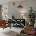 ARTISTIC GEOMETRY Aparador de 3 Portas em Acabamento Preto