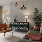 ARTISTIC GEOMETRY Aparador de 3 Portas em Acabamento Preto