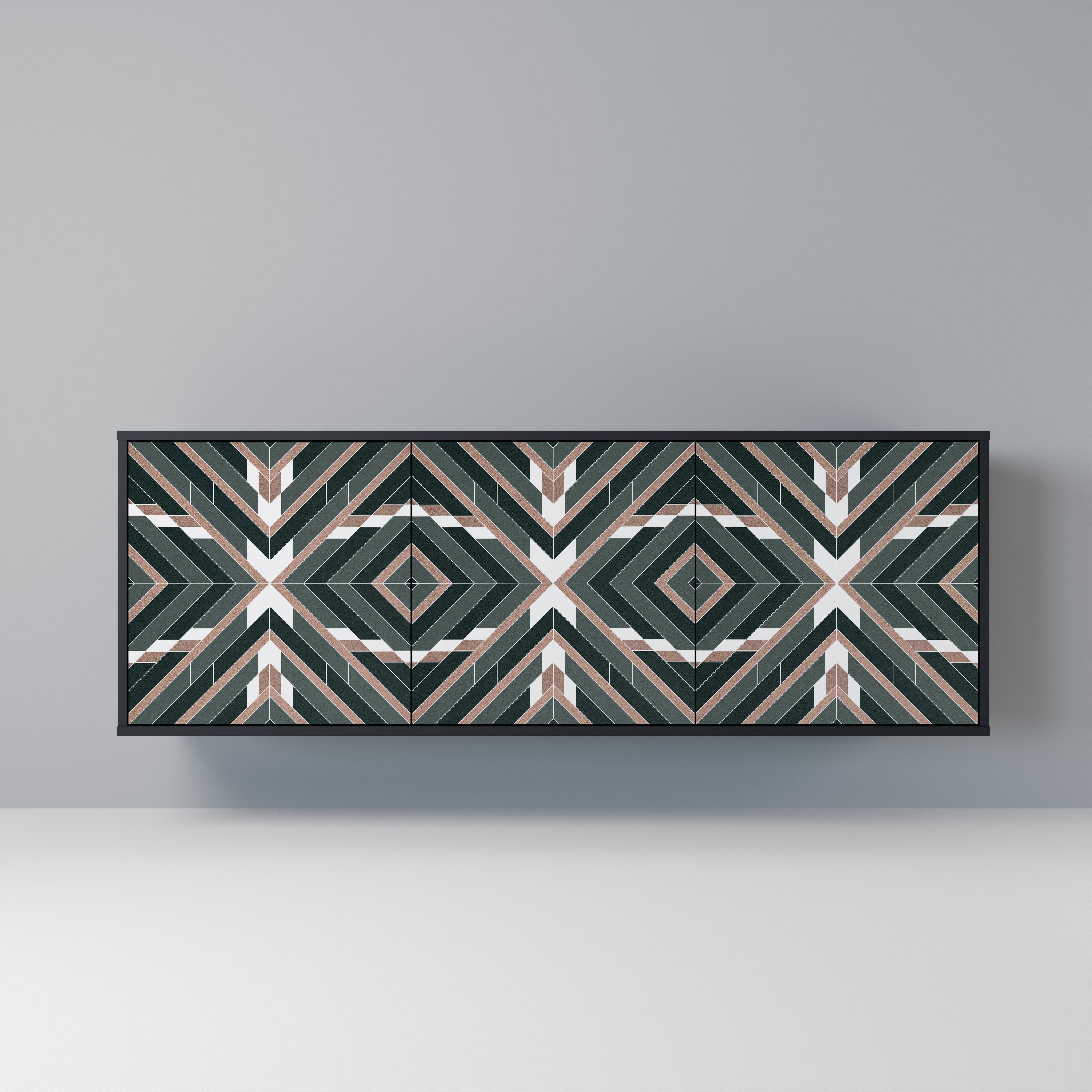 DIMENSION DELIGHTS Aparador de 3 Portas em Acabamento Preto