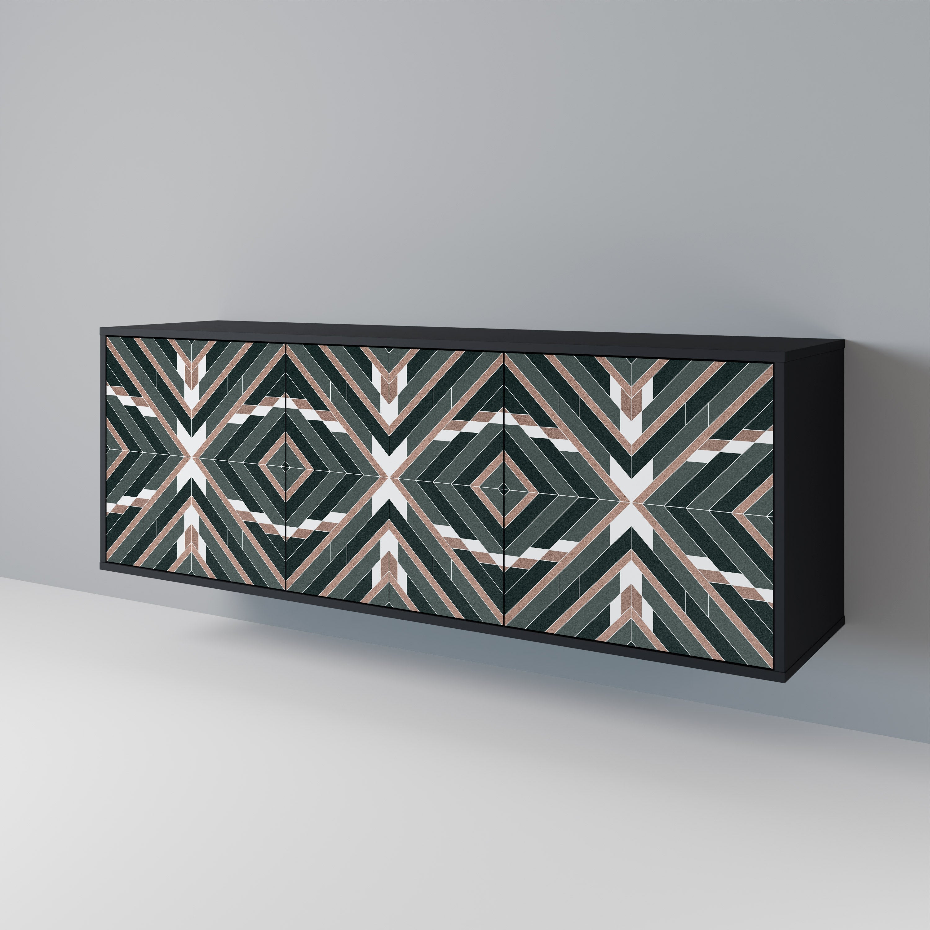 DIMENSION DELIGHTS Aparador de 3 Portas em Acabamento Preto