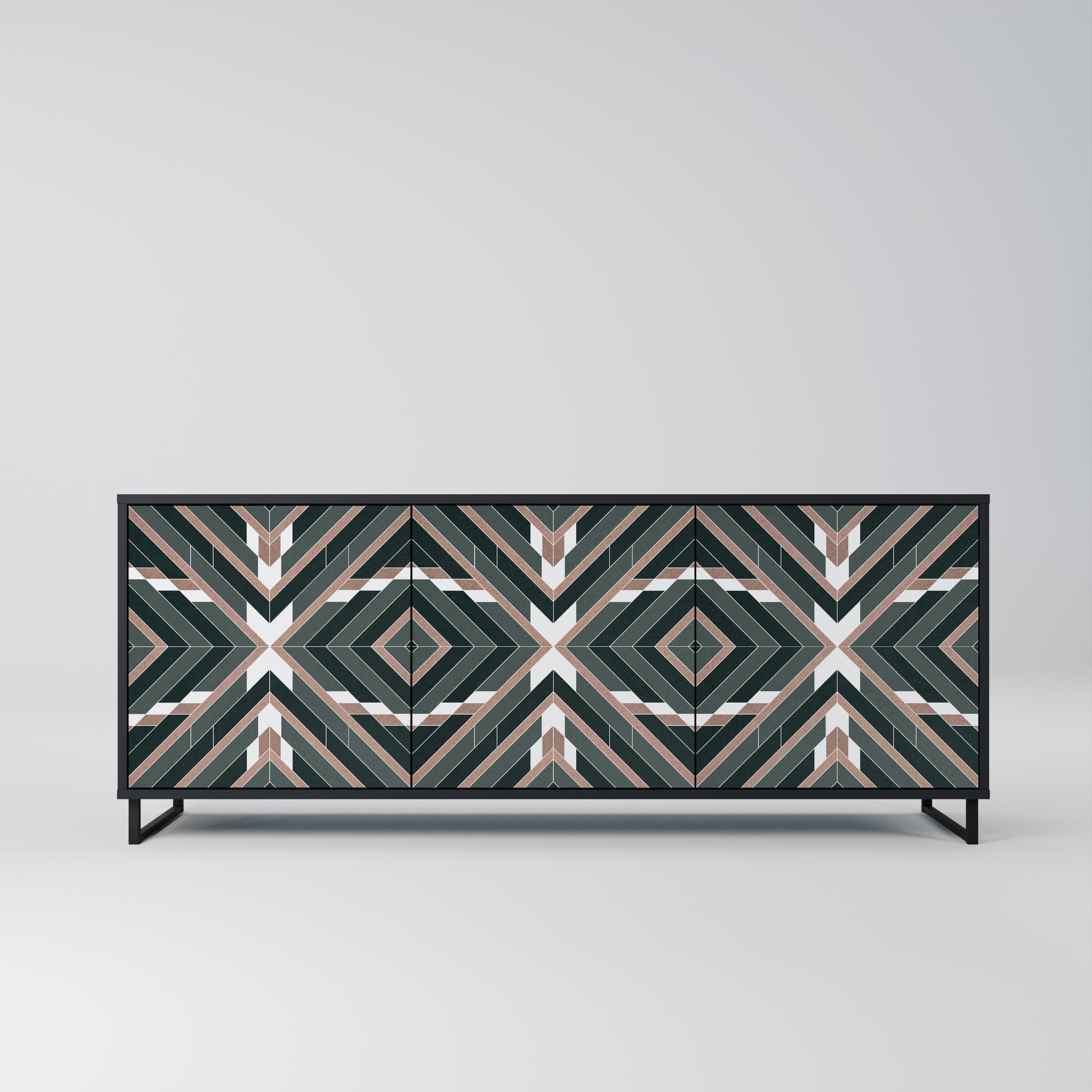 DIMENSION DELIGHTS Aparador de 3 Portas em Acabamento Preto