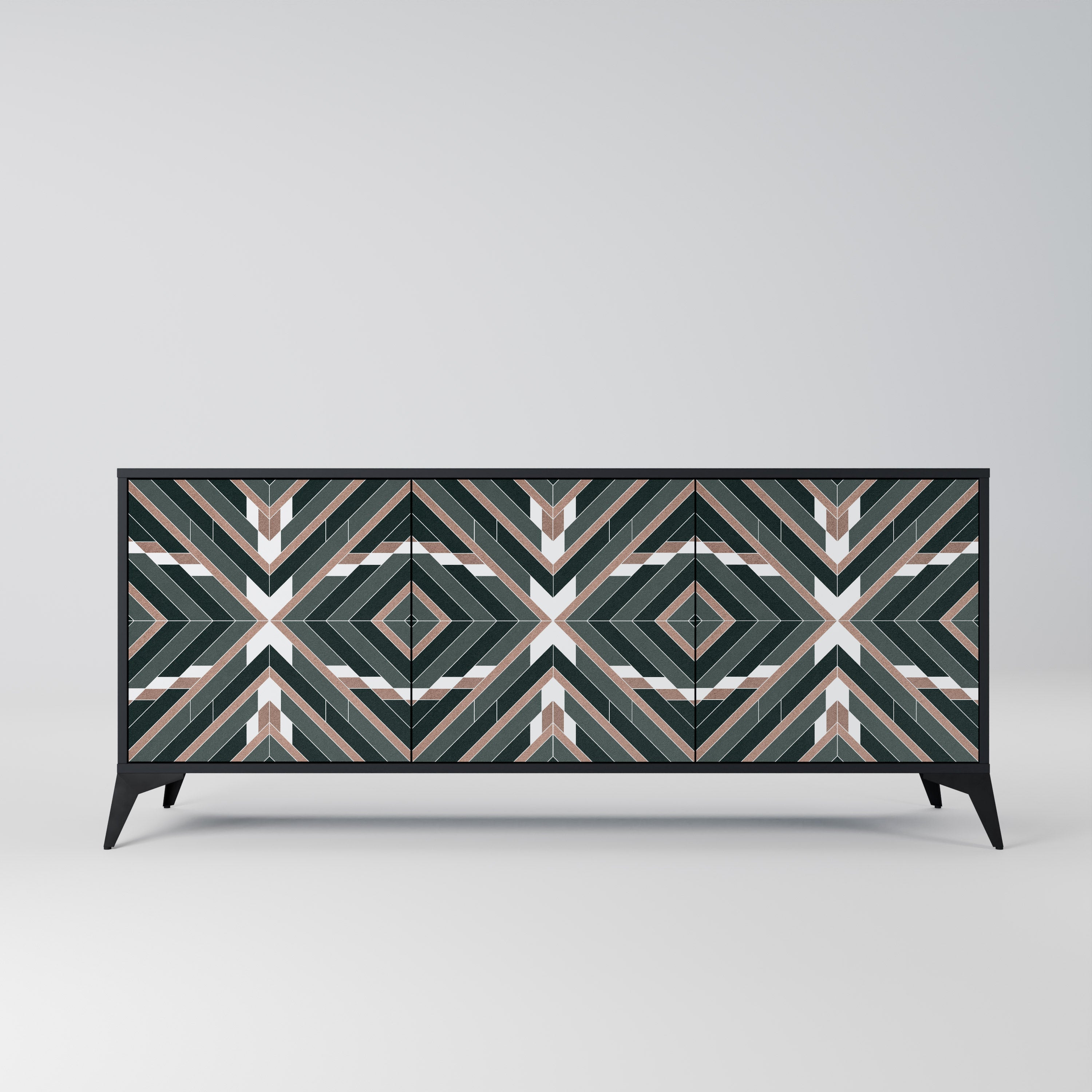 DIMENSION DELIGHTS Aparador de 3 Portas em Acabamento Preto