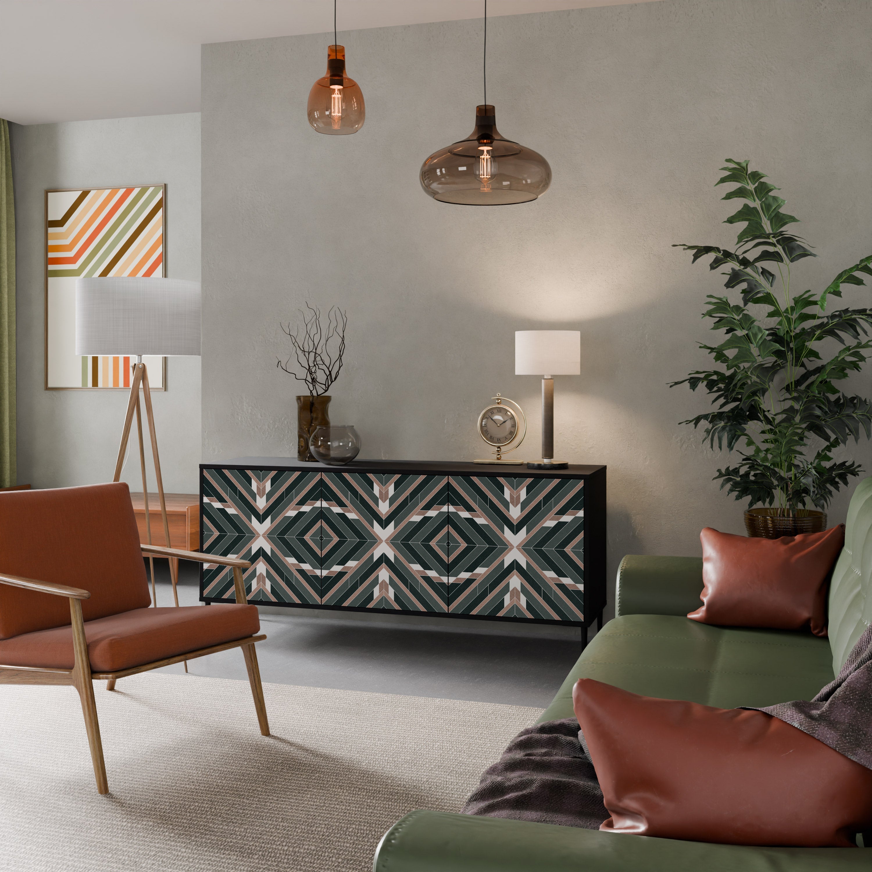 DIMENSION DELIGHTS Aparador de 3 Portas em Acabamento Preto