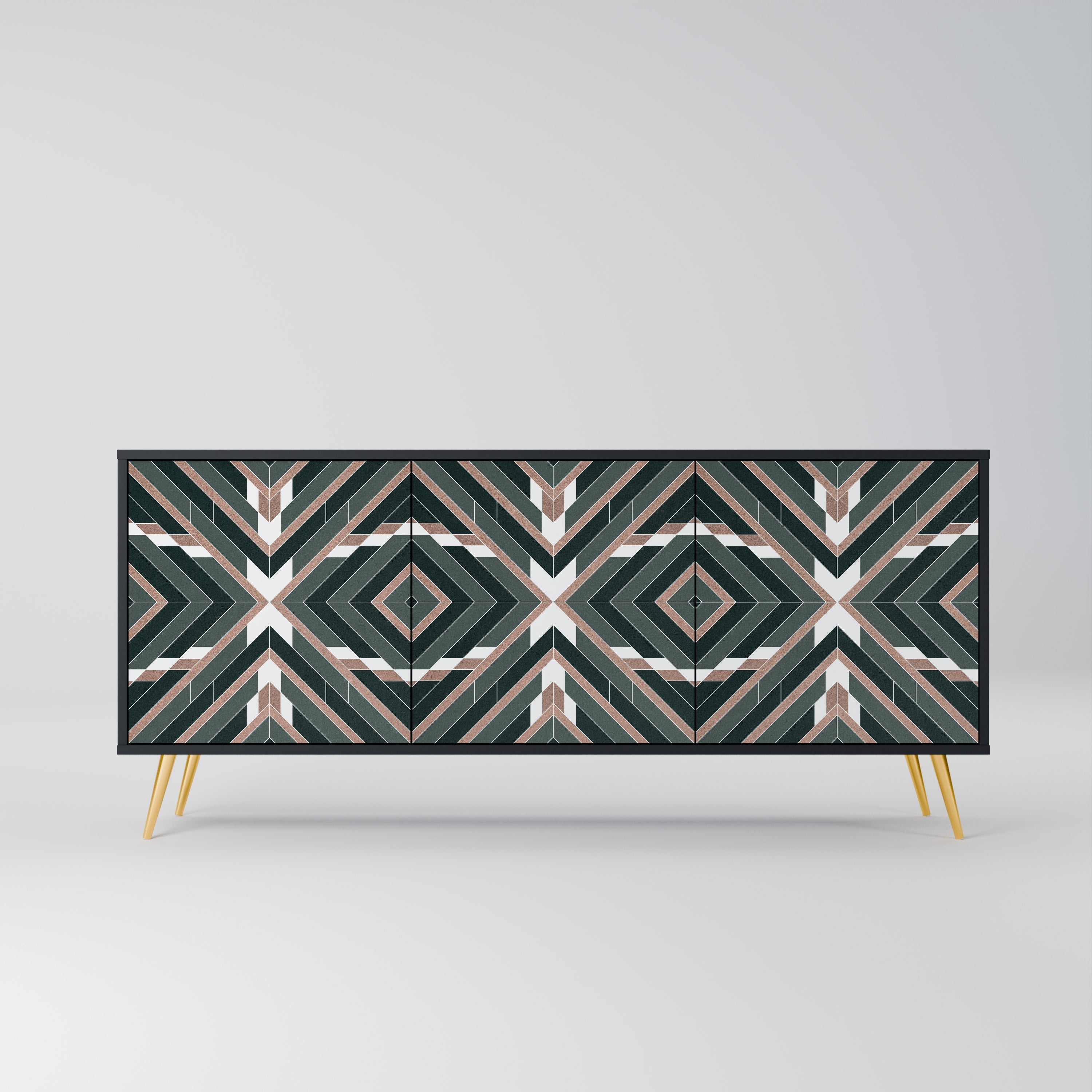 DIMENSION DELIGHTS Aparador de 3 Portas em Acabamento Preto