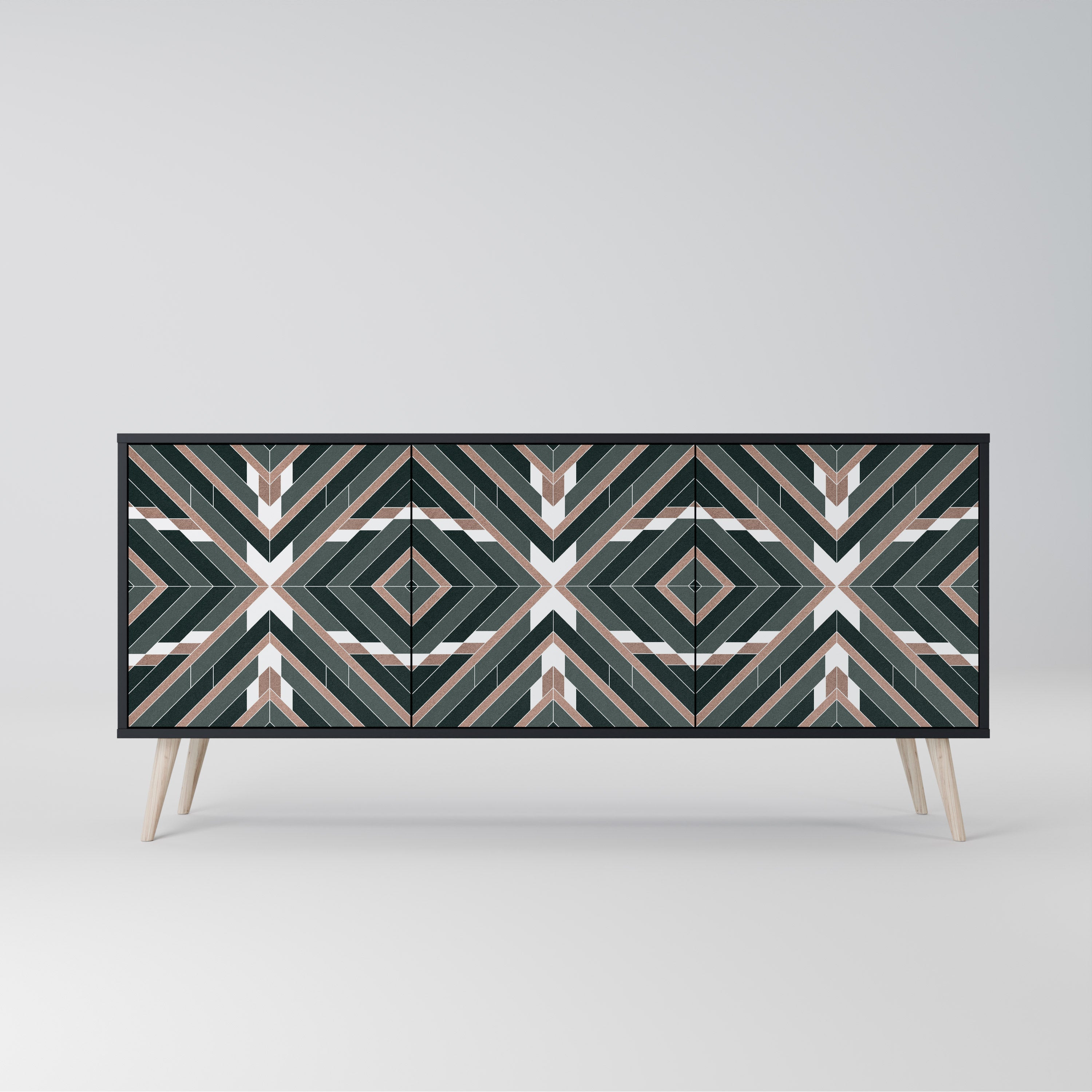 DIMENSION DELIGHTS Aparador de 3 Portas em Acabamento Preto