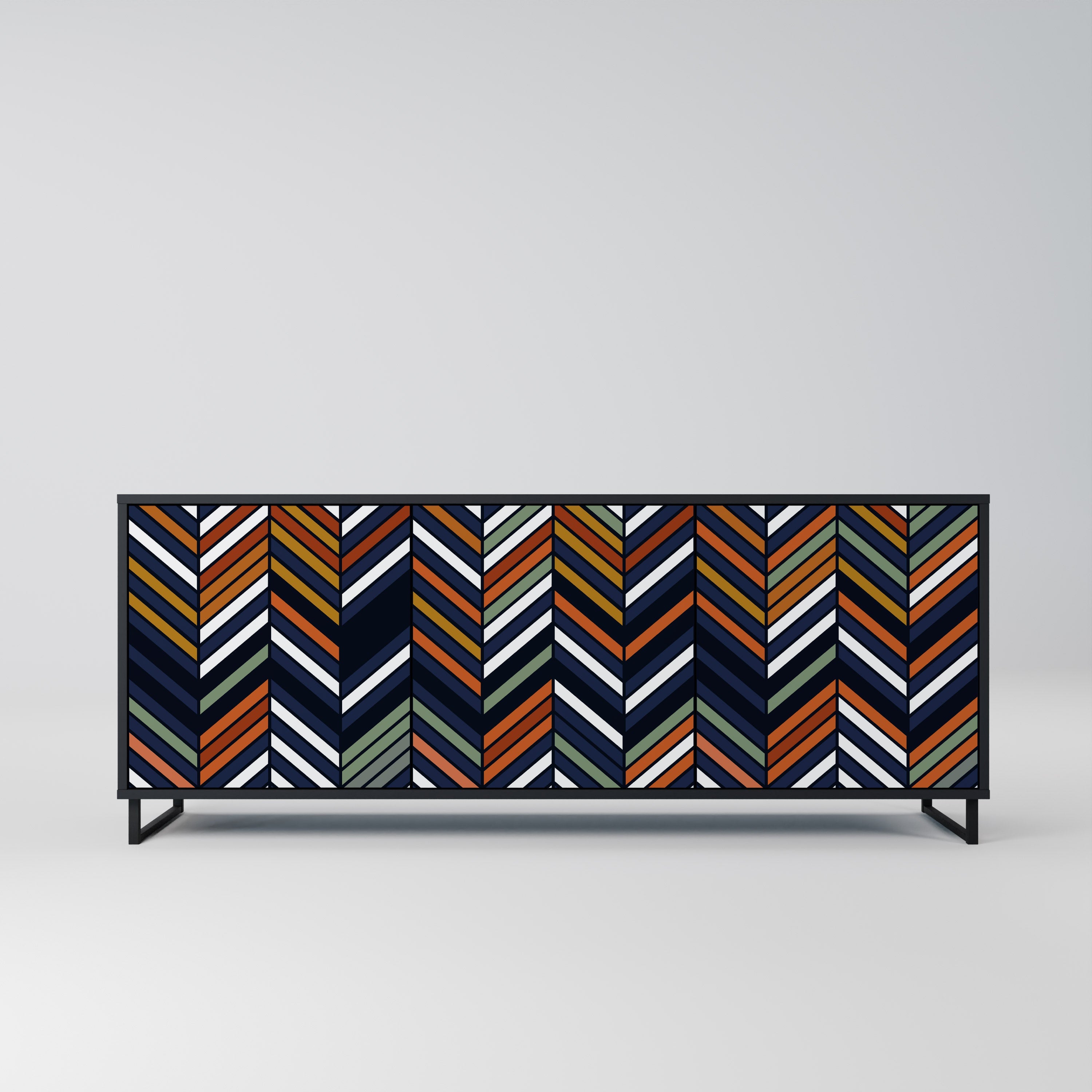 VIBRANT PATCHWORK Aparador de 3 Portas em Acabamento Preto