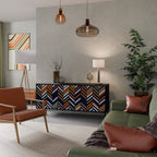 VIBRANT PATCHWORK Aparador de 3 Portas em Acabamento Preto