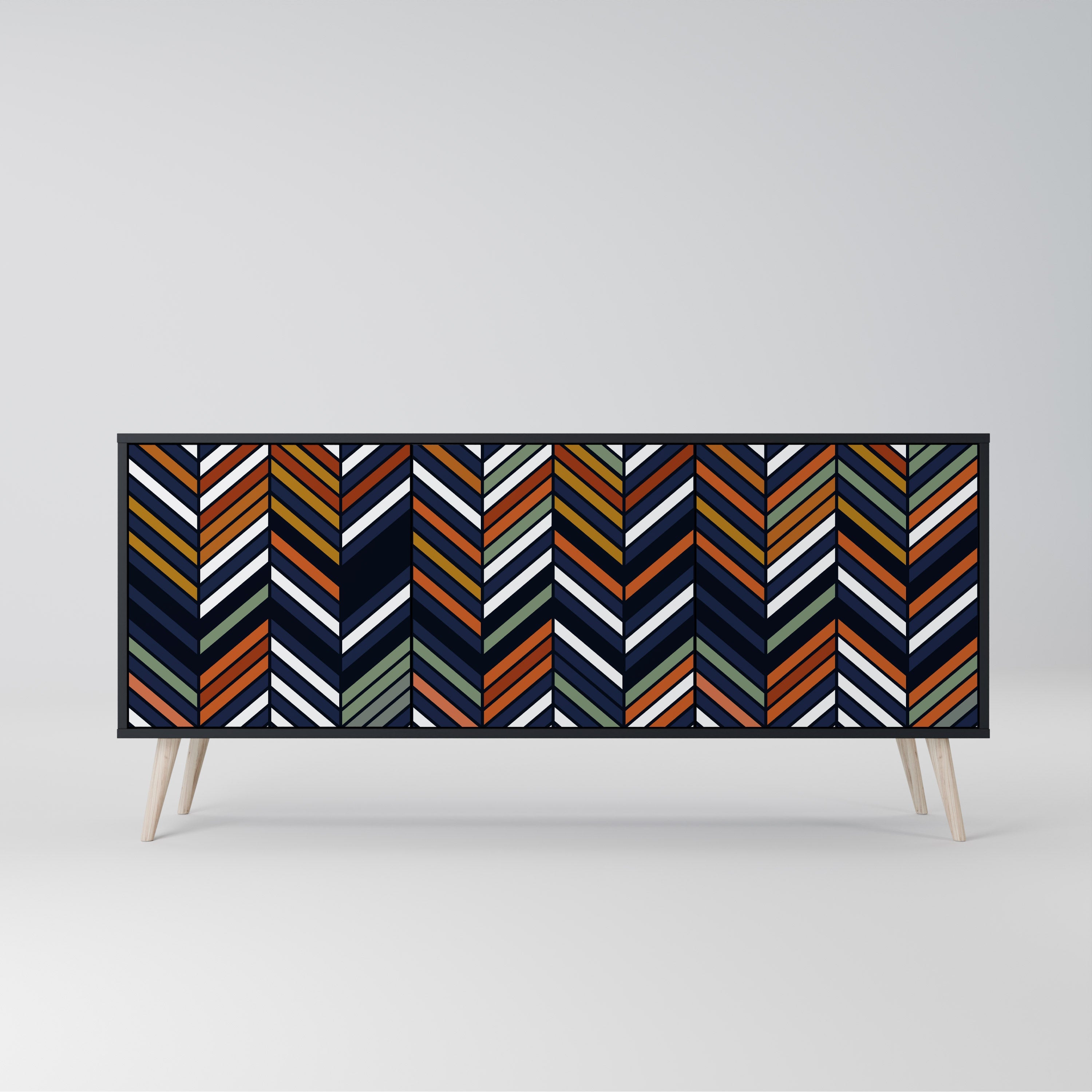 VIBRANT PATCHWORK Aparador de 3 Portas em Acabamento Preto