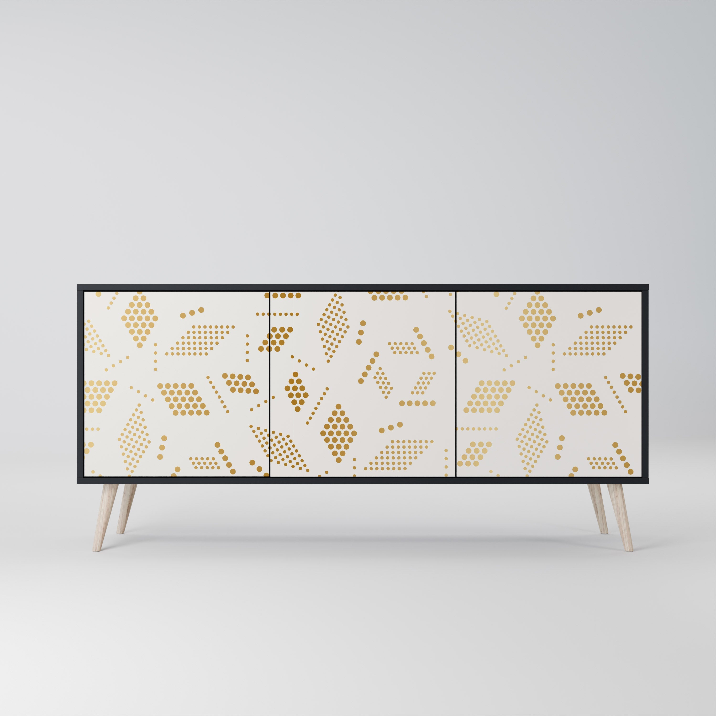 SPOTTED DAZE Aparador de 3 Portas em Acabamento Preto