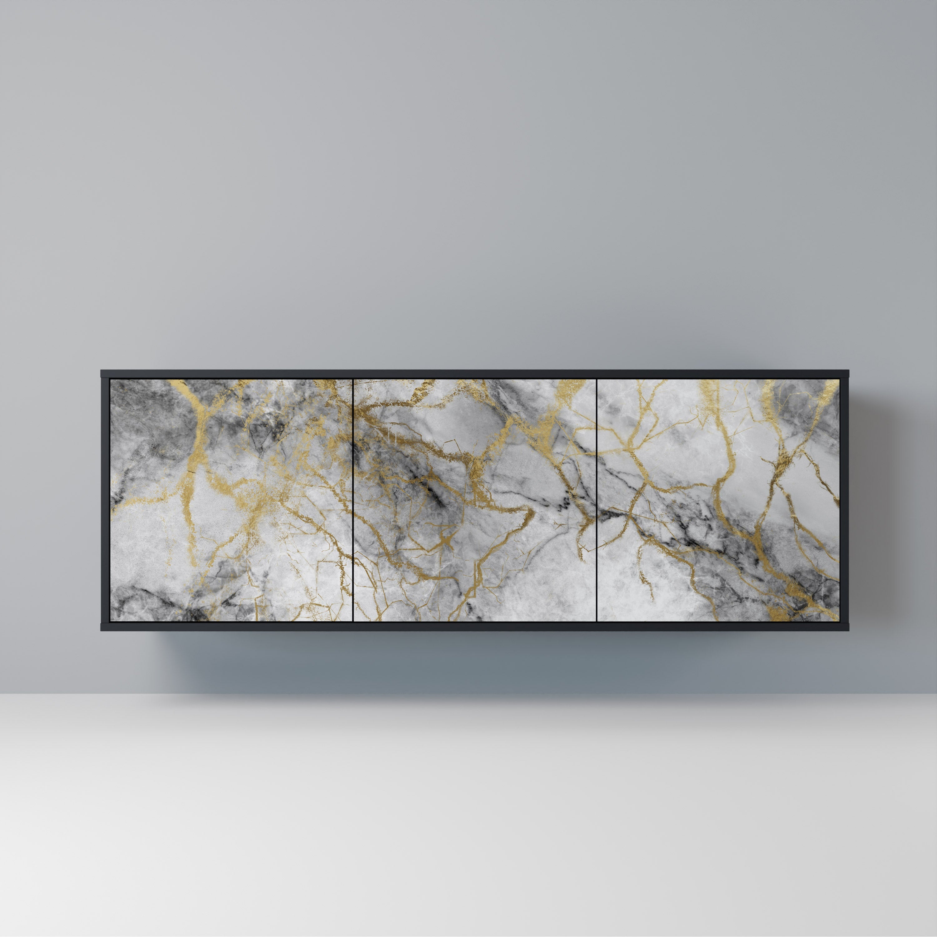 TIMELESS GLIDE Aparador de 3 Portas em Acabamento Preto