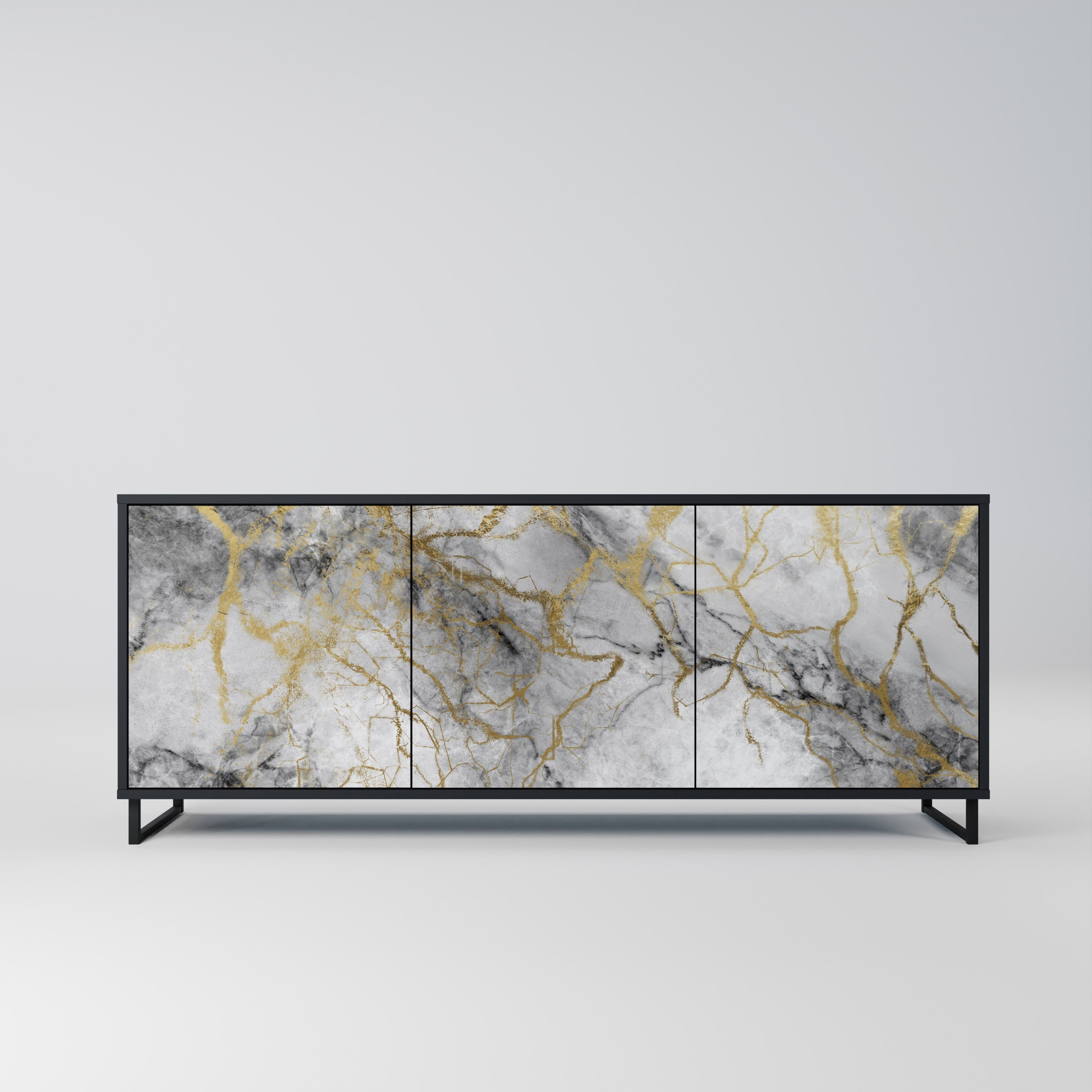 TIMELESS GLIDE Aparador de 3 Portas em Acabamento Preto