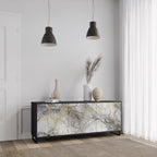 TIMELESS GLIDE Aparador de 3 Portas em Acabamento Preto