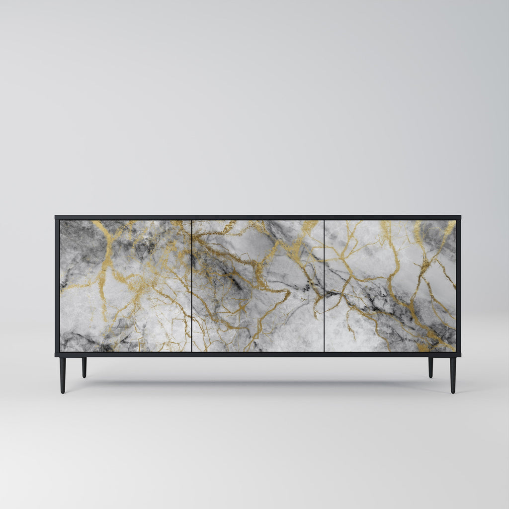 TIMELESS GLIDE Aparador de 3 Portas em Acabamento Preto